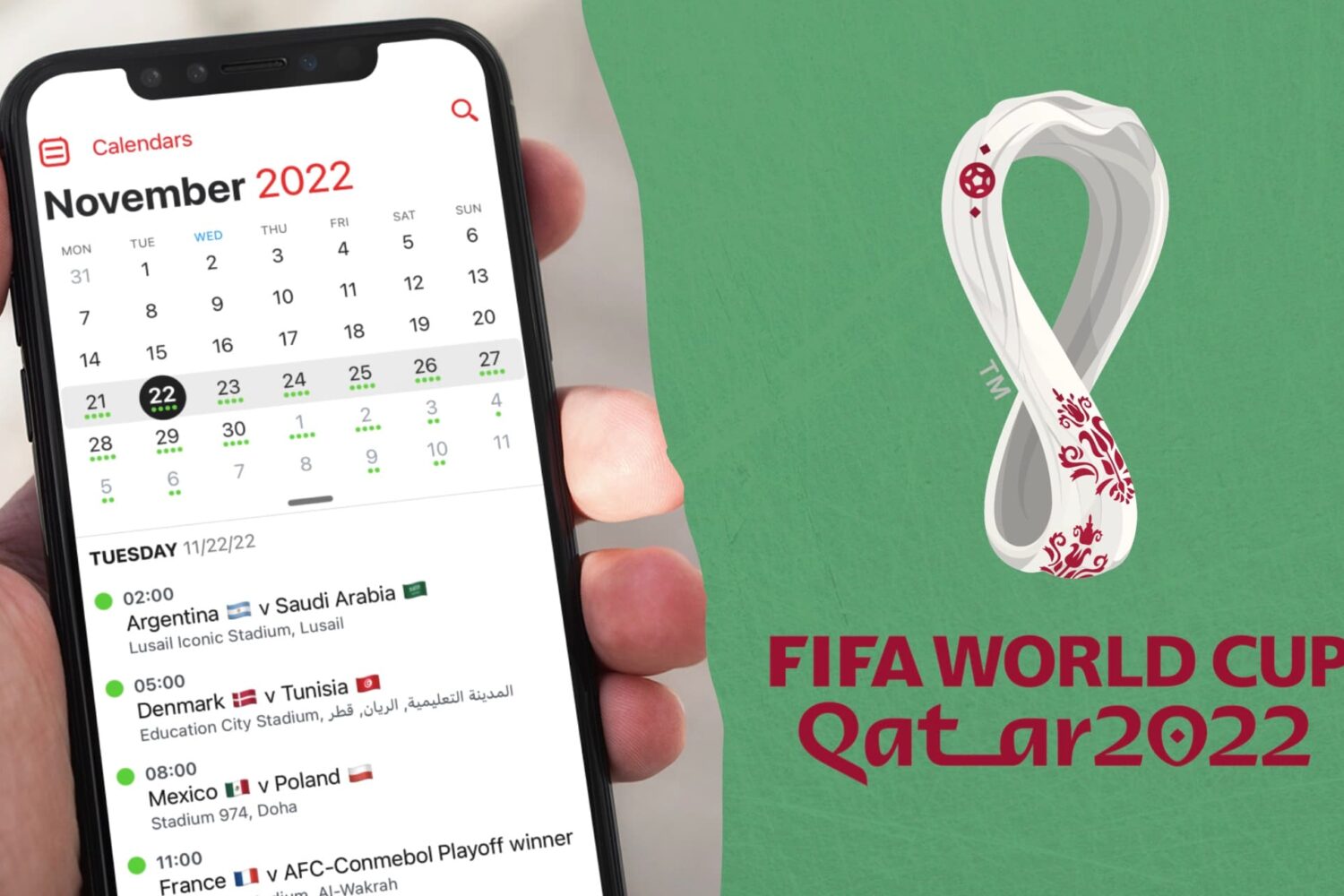 World Cup schedule on Calendar