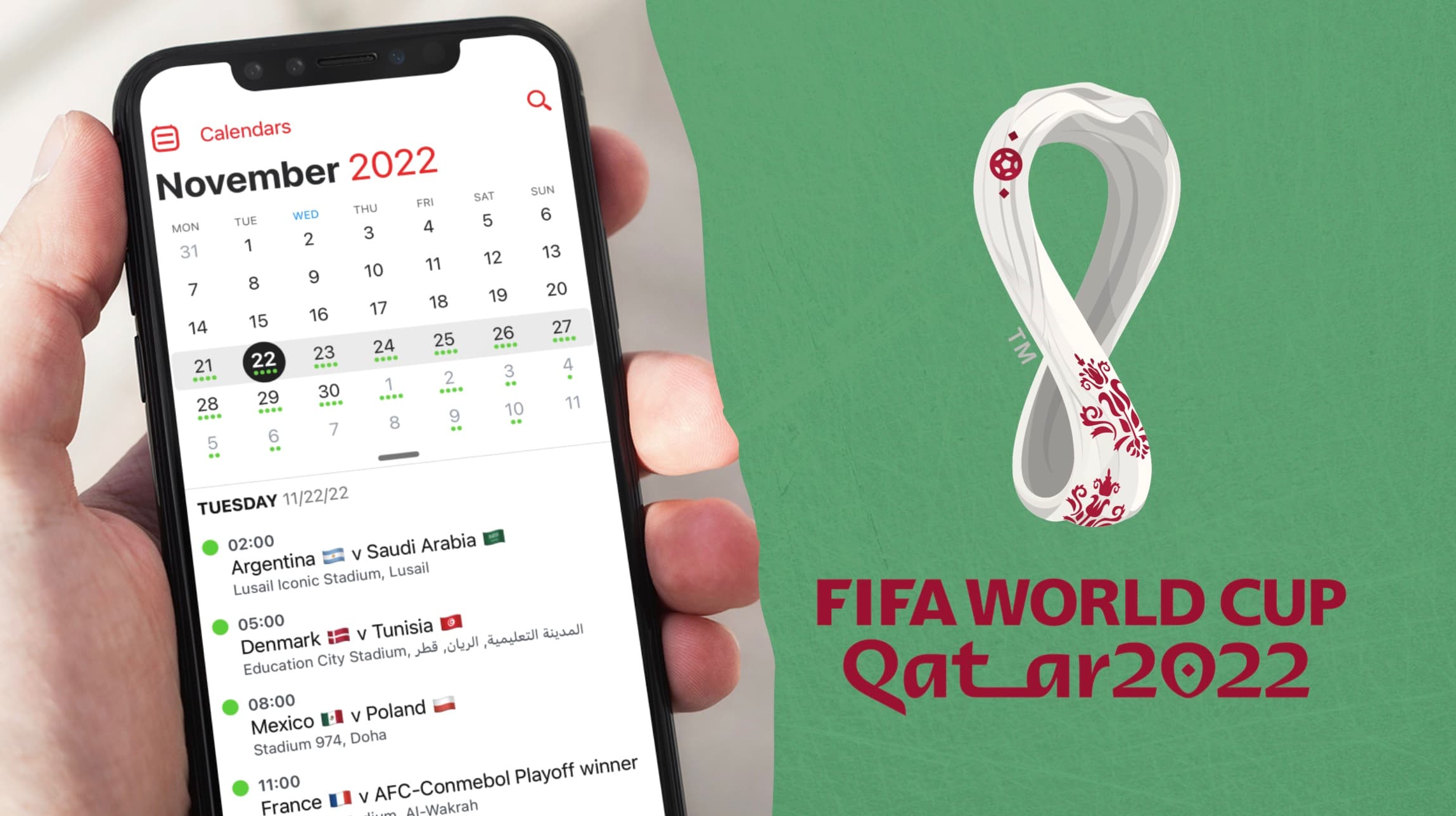 World Cup schedule on Calendar