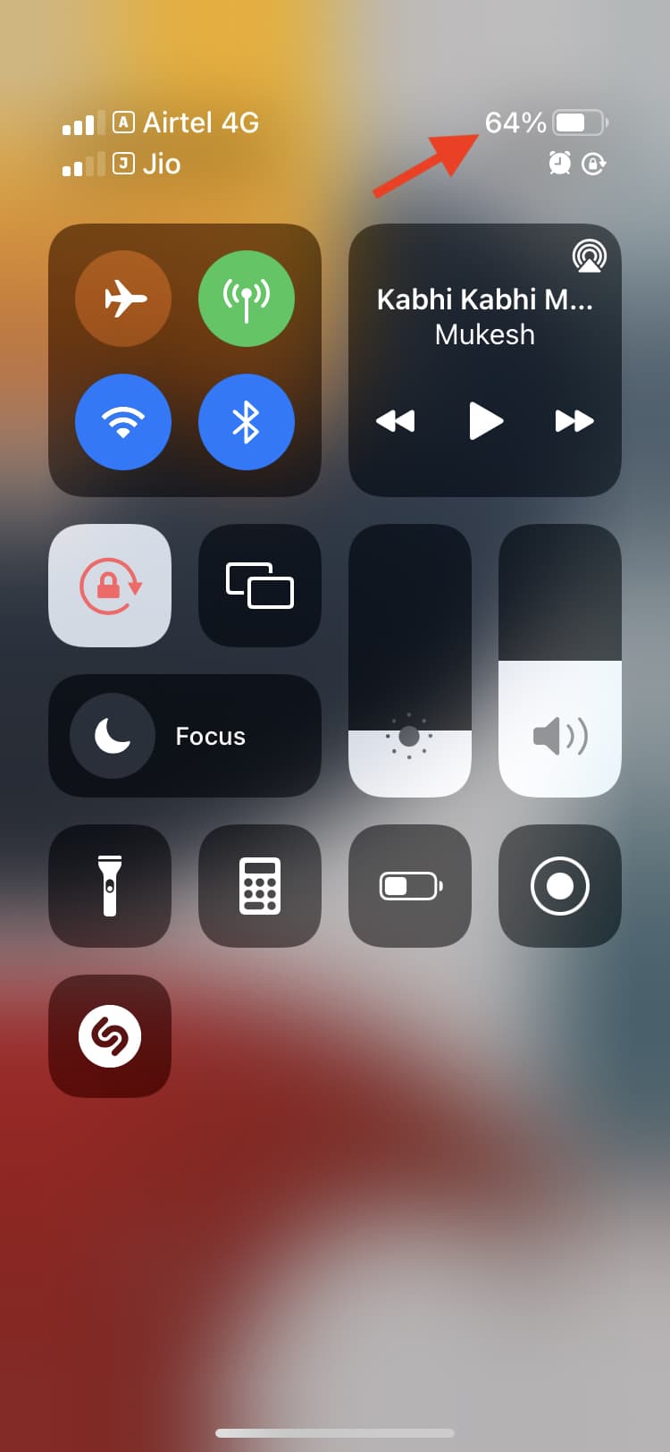 See iPhone battery percentage in Control Center