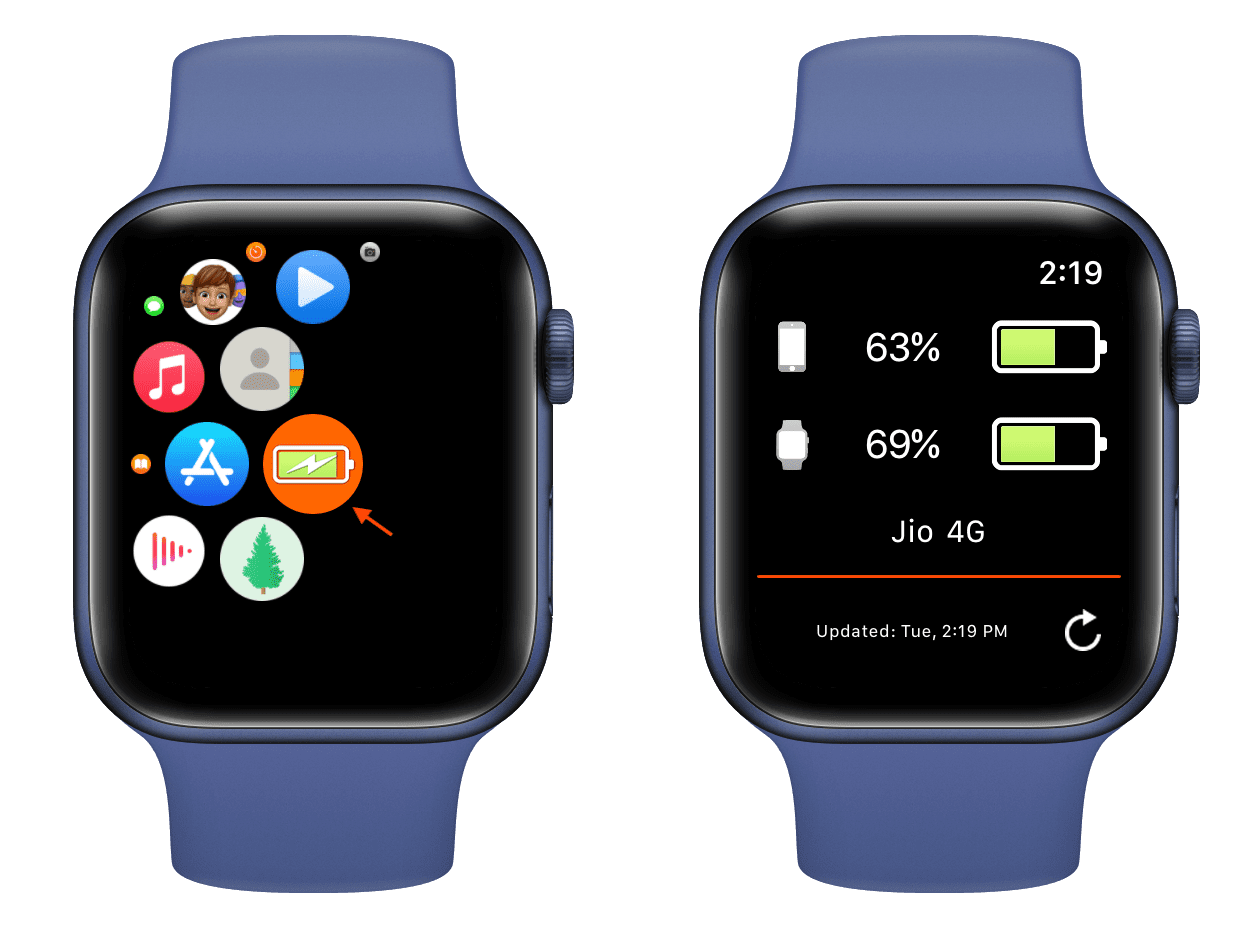 See iPhone battery on Apple Watch