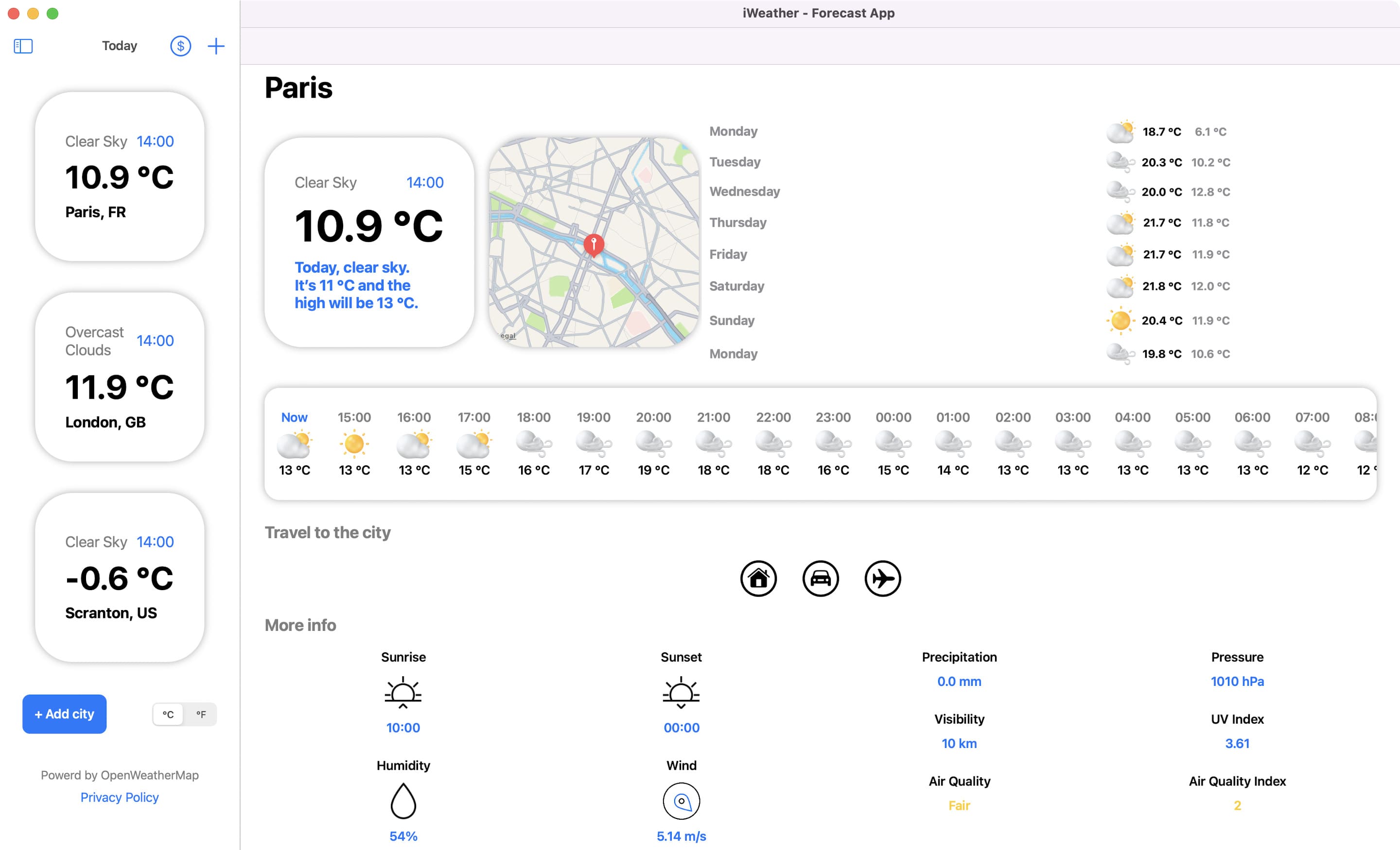 iWeather - Weather forecast app for Mac