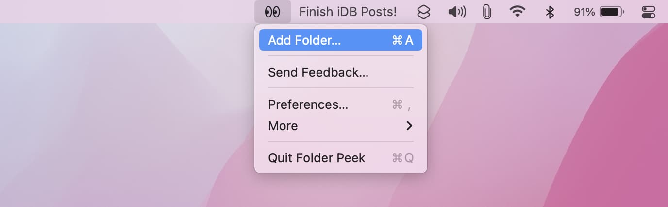 Add folder to Folder Peek on Mac