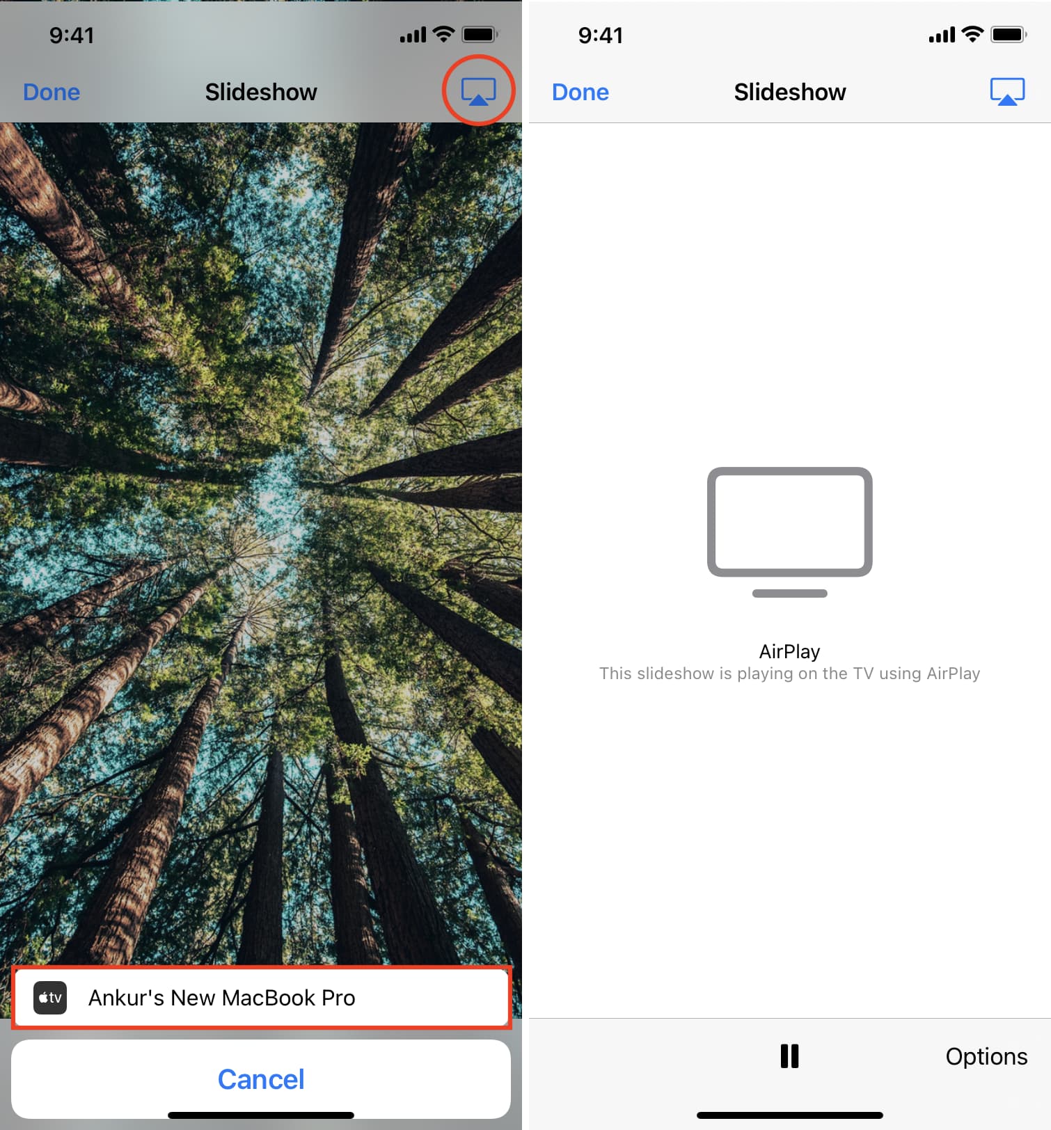 AirPlay photos and videos slideshow to another device from your iPhone