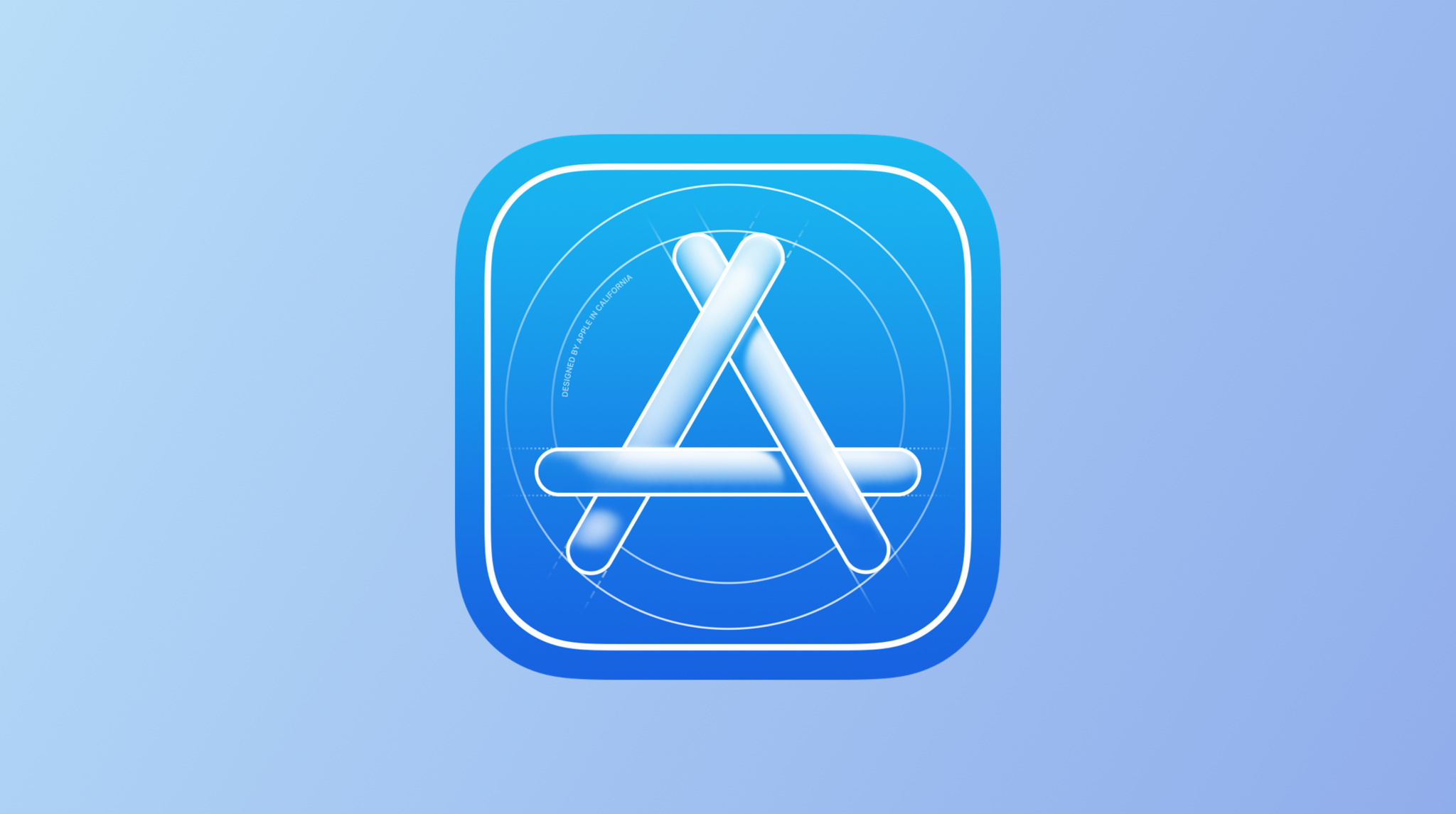 The Apple Developer app icon is displayed in the center of this featured image, set against a light blue gradient in the background