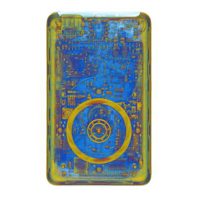 An animation showcasing the internals of the original Apple iPod music player under X-ray vision