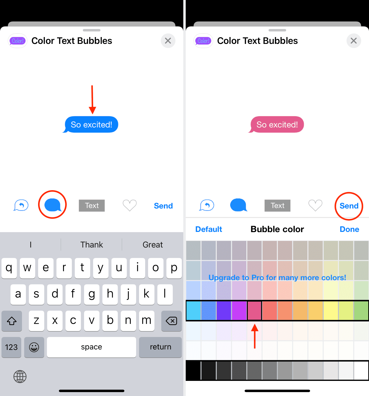 Choose iMessage chat bubble color on iPhone