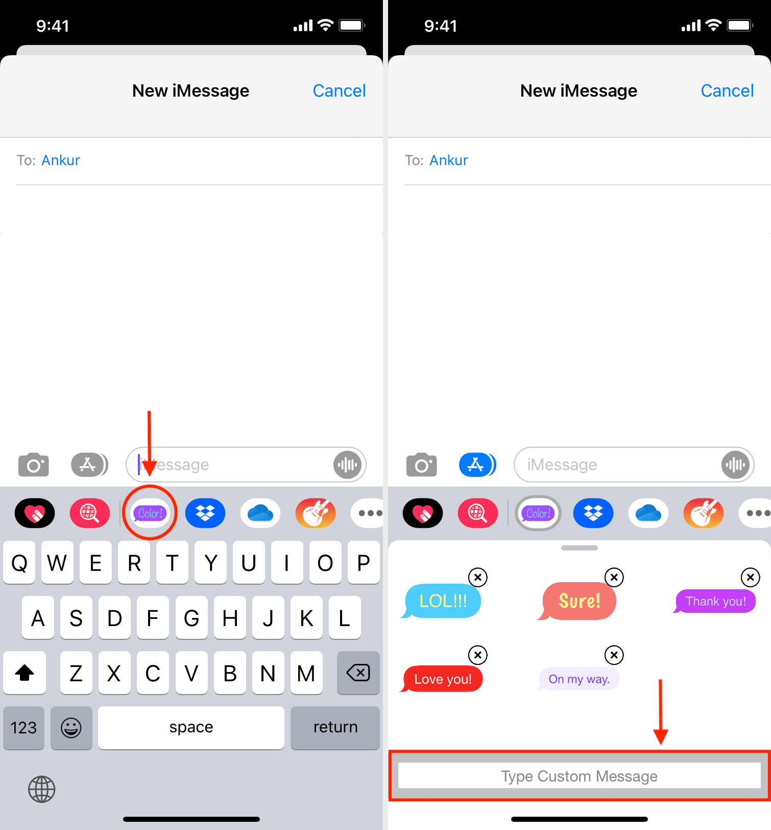 Color Text Bubbles for iMessage in Messages app on iPhone