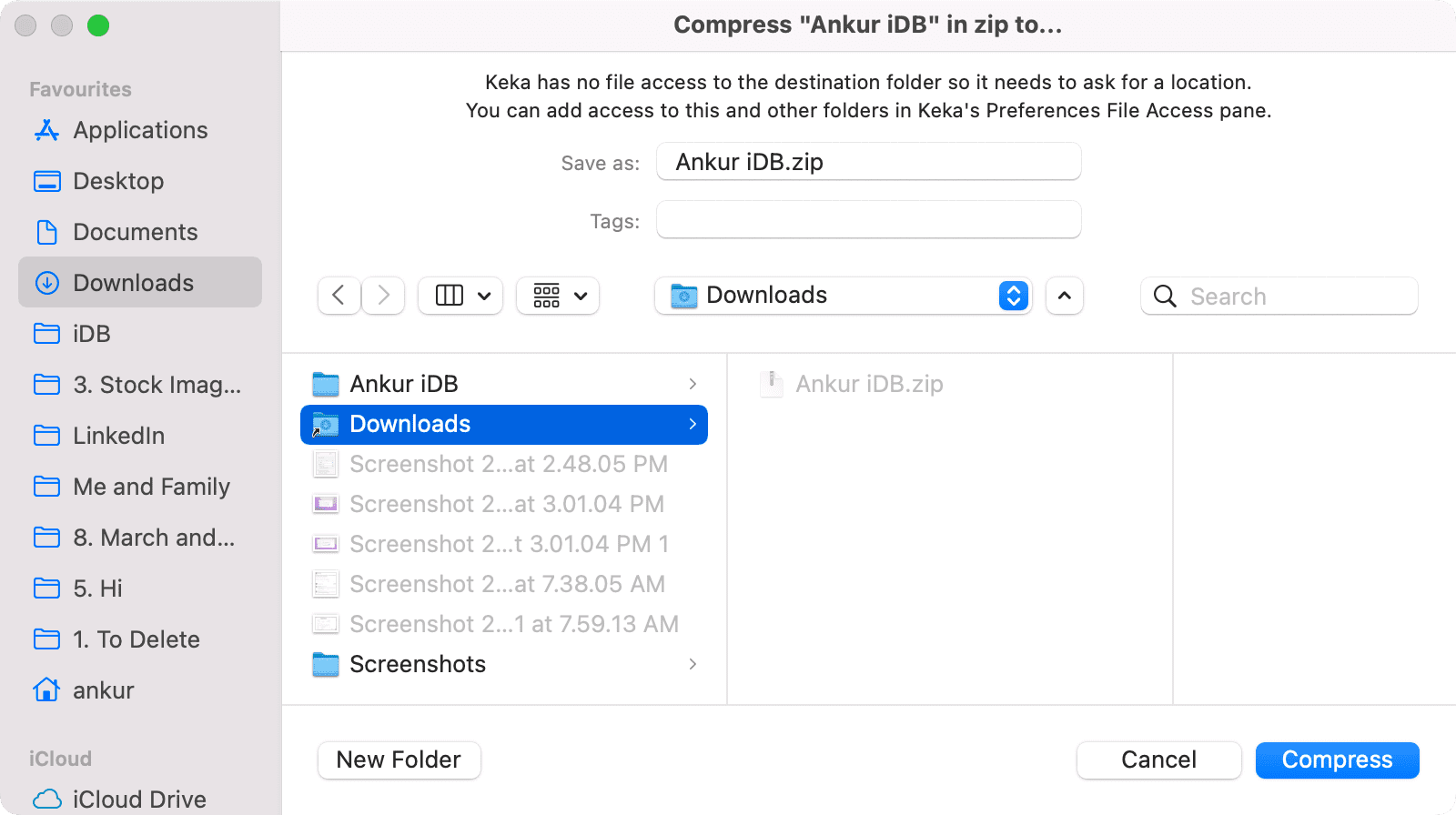 Compress folder as locked ZIP on Mac