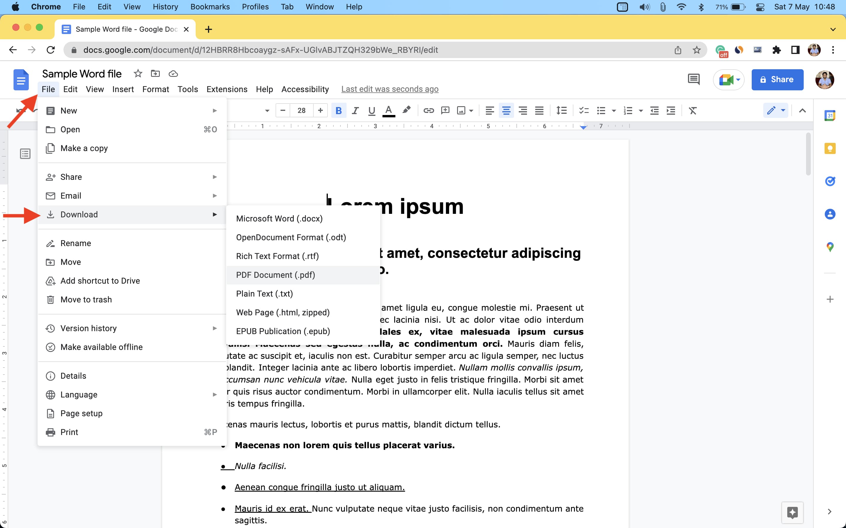 Convert Word to PDF using Google Docs on Mac or PC
