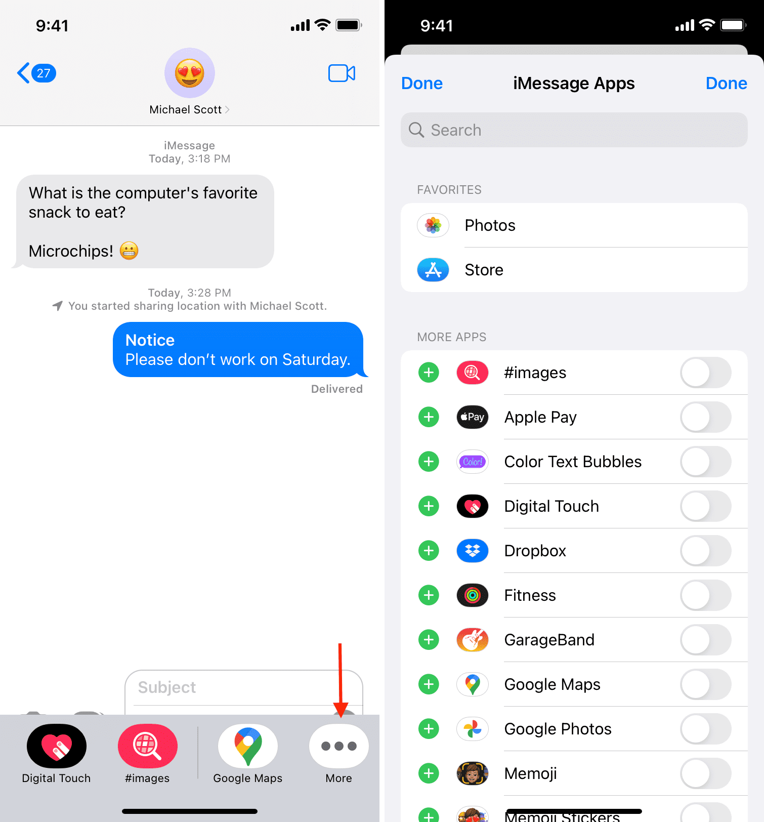 Declutter row of iMessage apps
