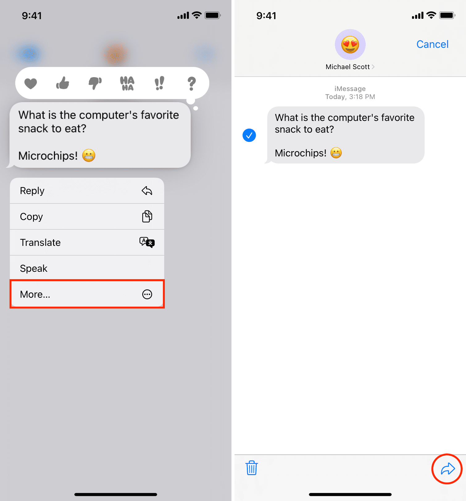 Forward iMessage on iPhone
