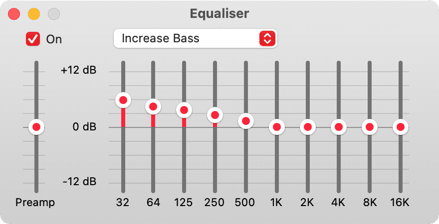 Increase Bass in Mac's Music app