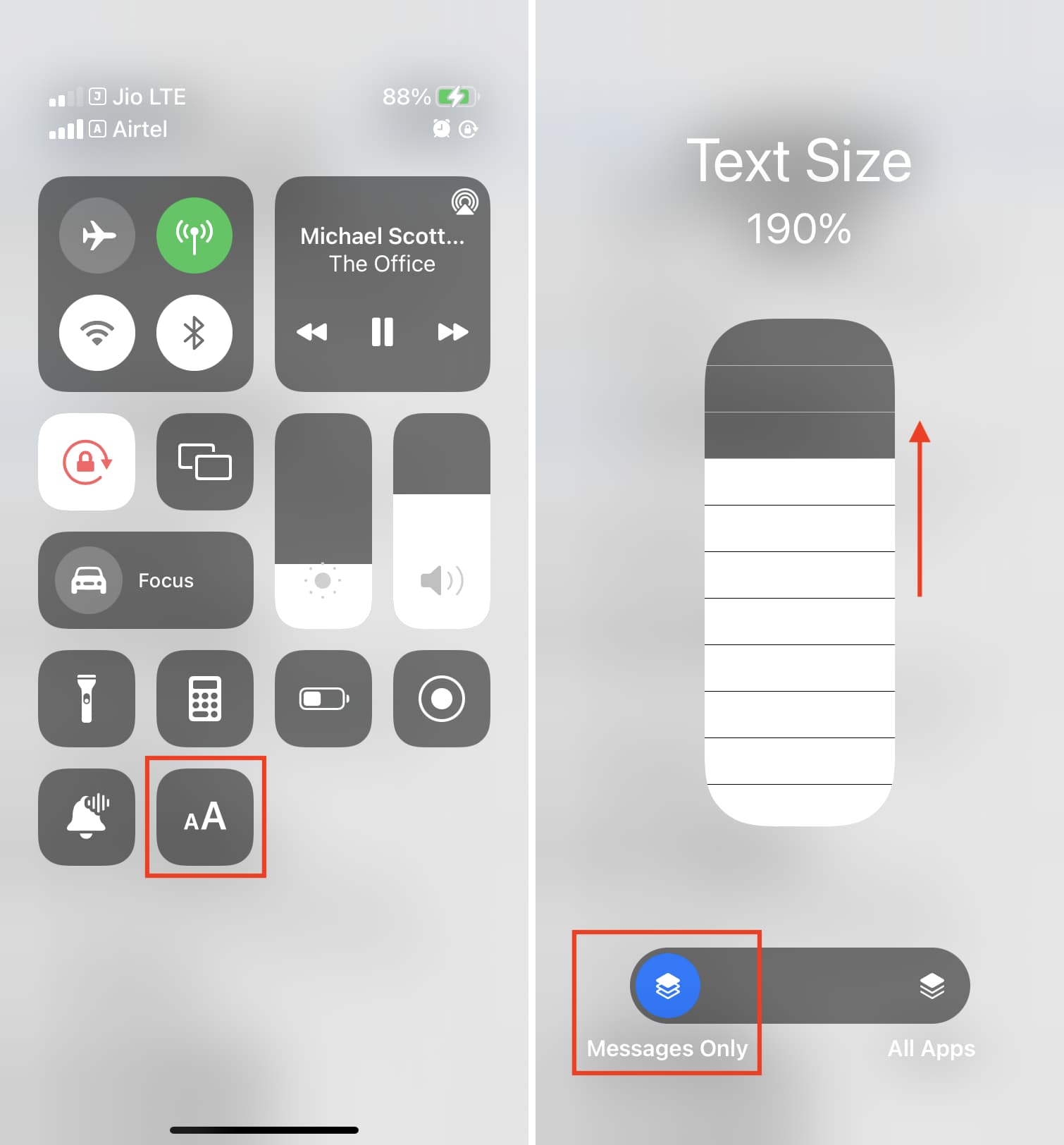 Increase text size of Messages app on iPhone