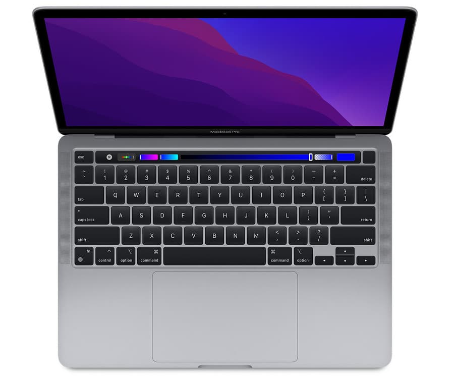 MacBook Pro in gray showing its full keyboard