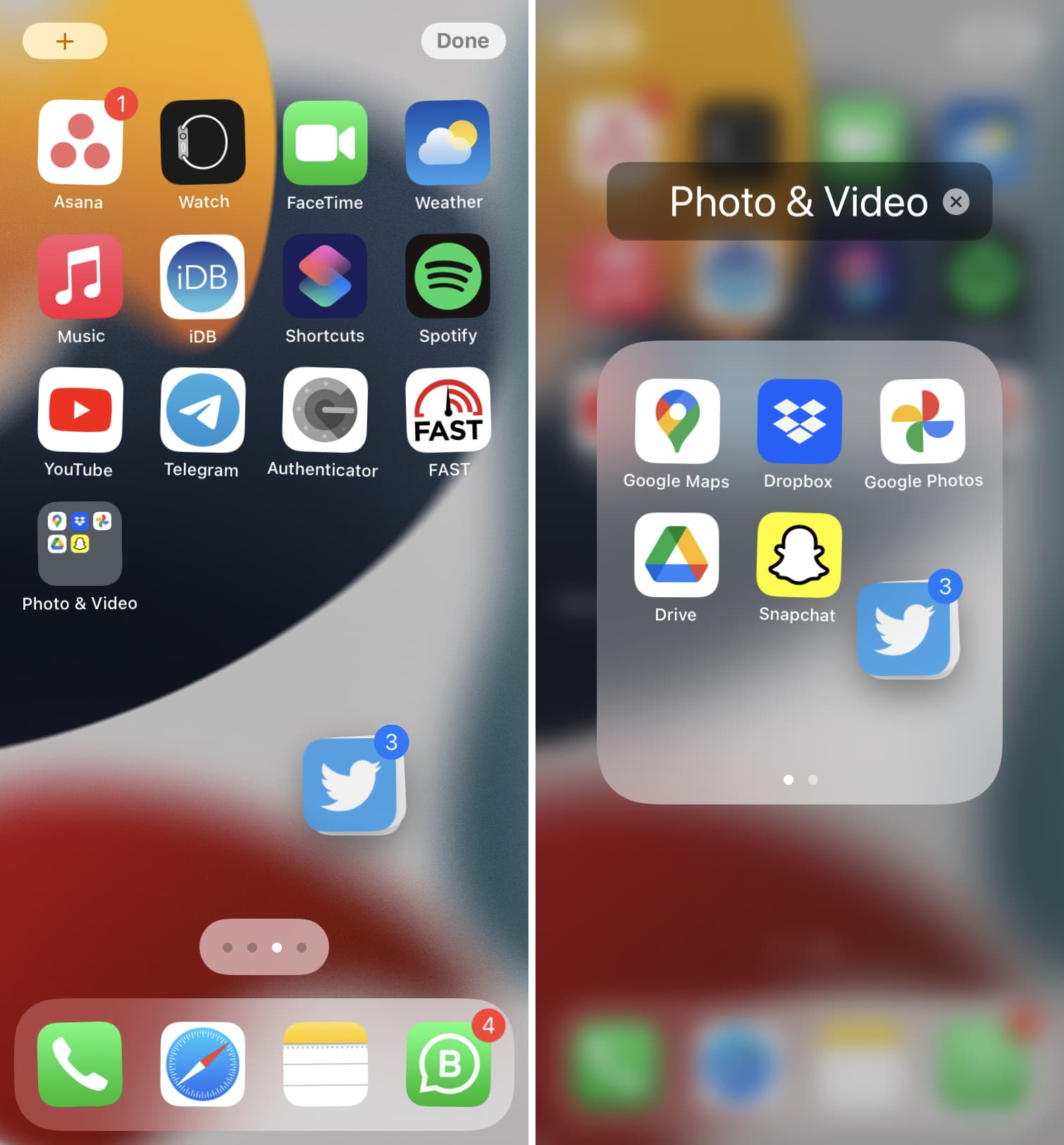 Put multiple apps in folder on iPhone