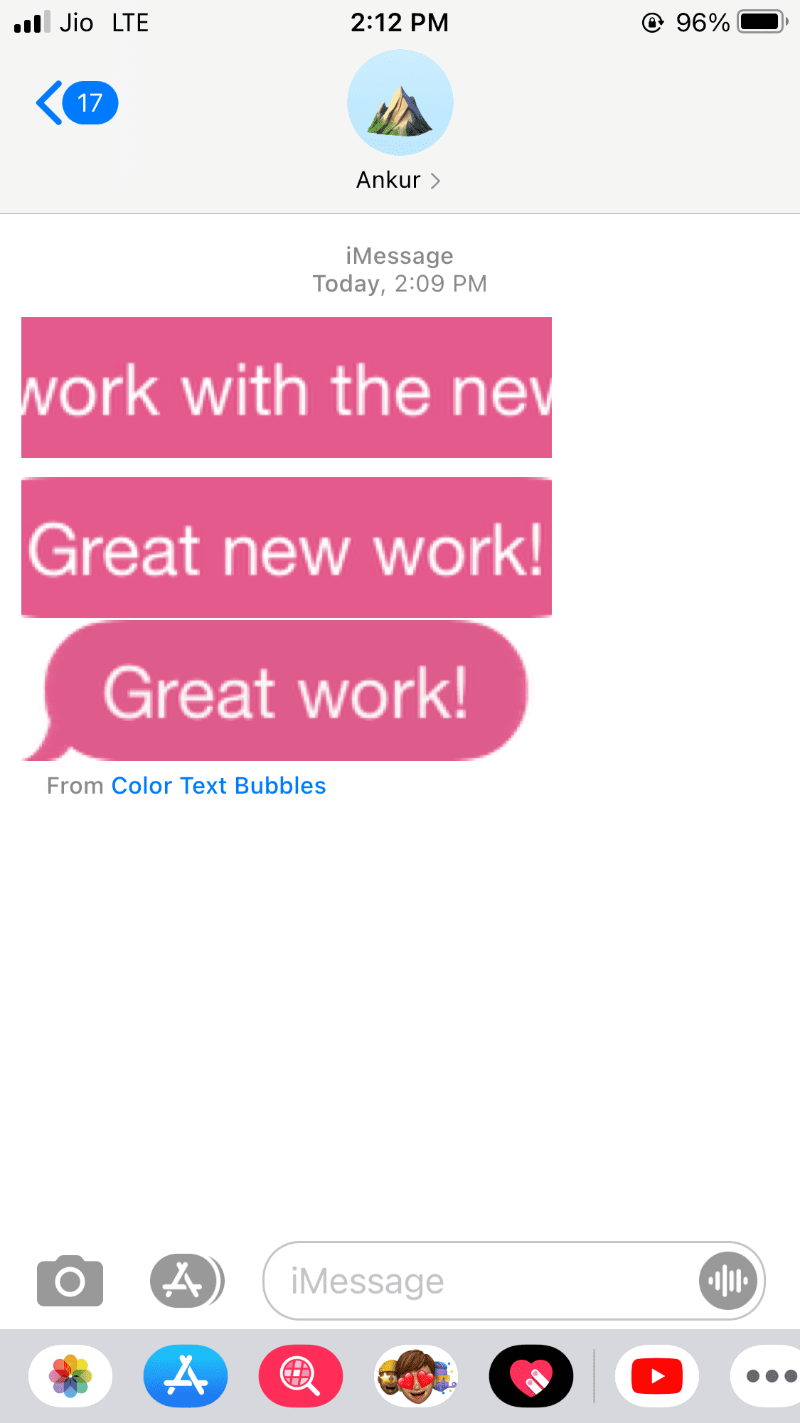 Sending iMessage in colored bubbles