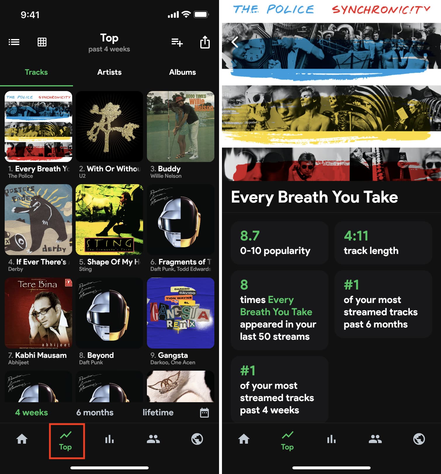 Using Spotistats or stats.fm on iPhone to see top Spotify tracks, artists, and other Spotify stats