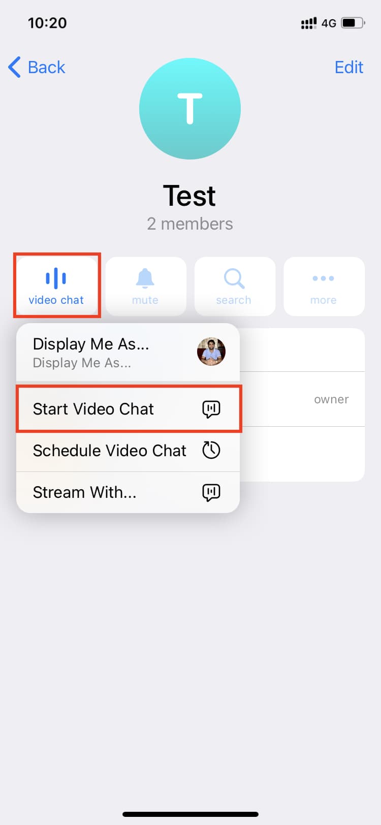 Start Video Chat for Telegram group