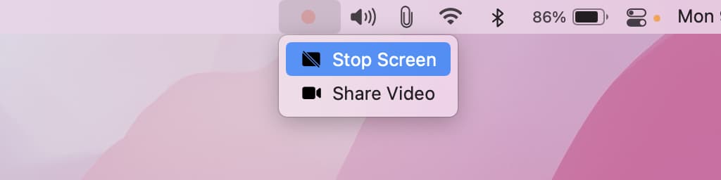 Stop Screen after clicking red dot for Telegram on Mac