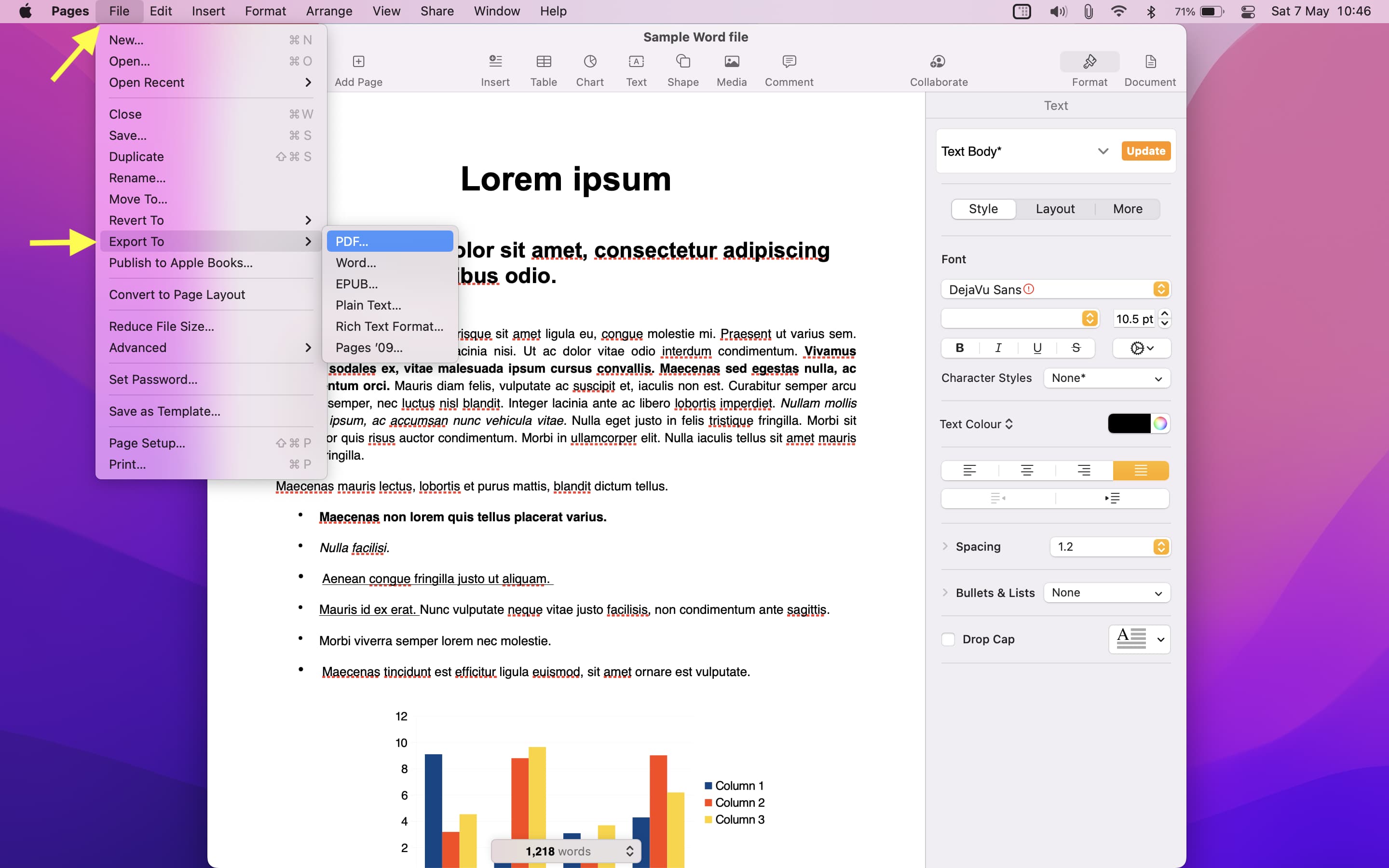 Use Apple Pages to export Word document as PDF for free on Mac