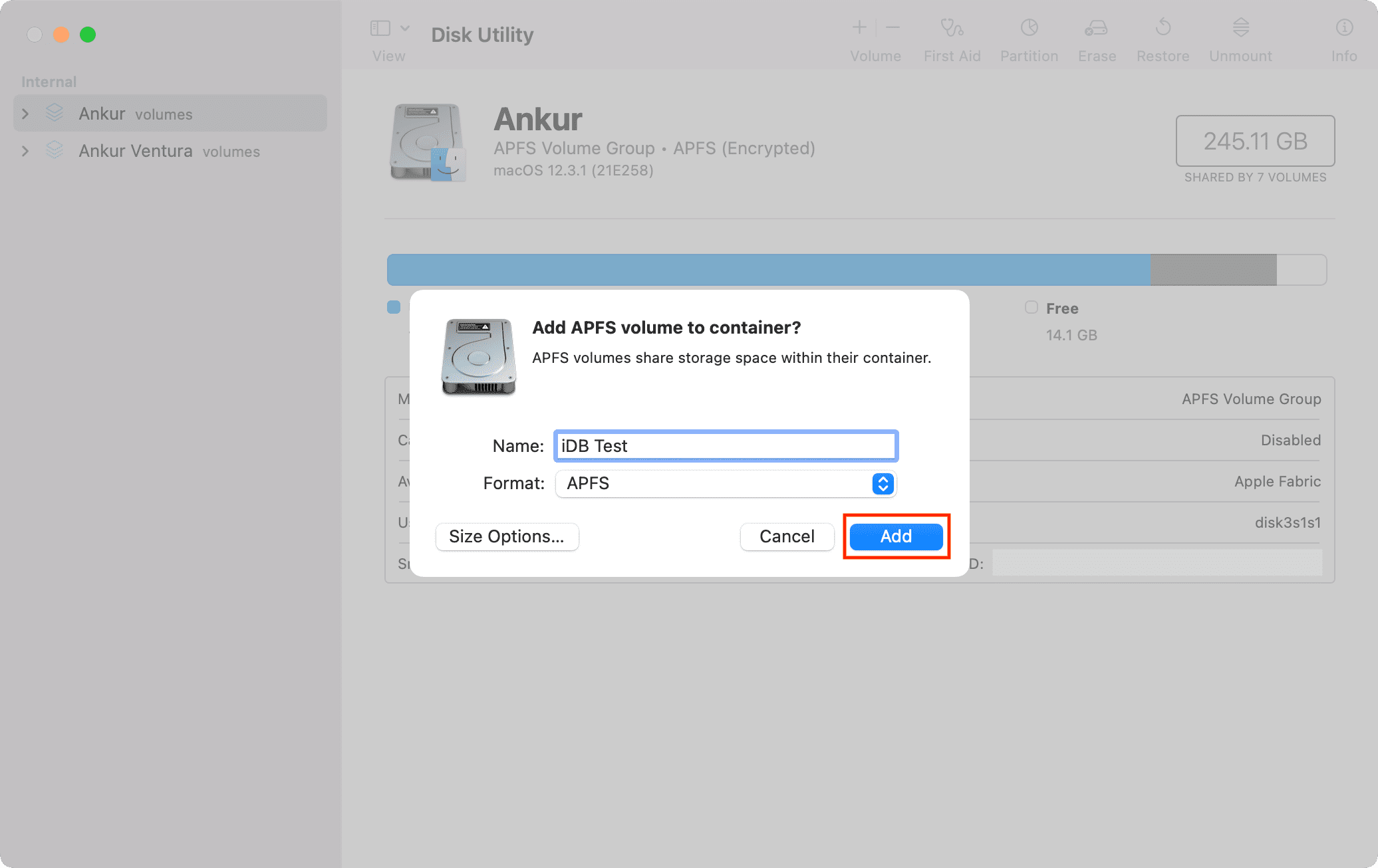 Add a volume in Disk Utility on Mac