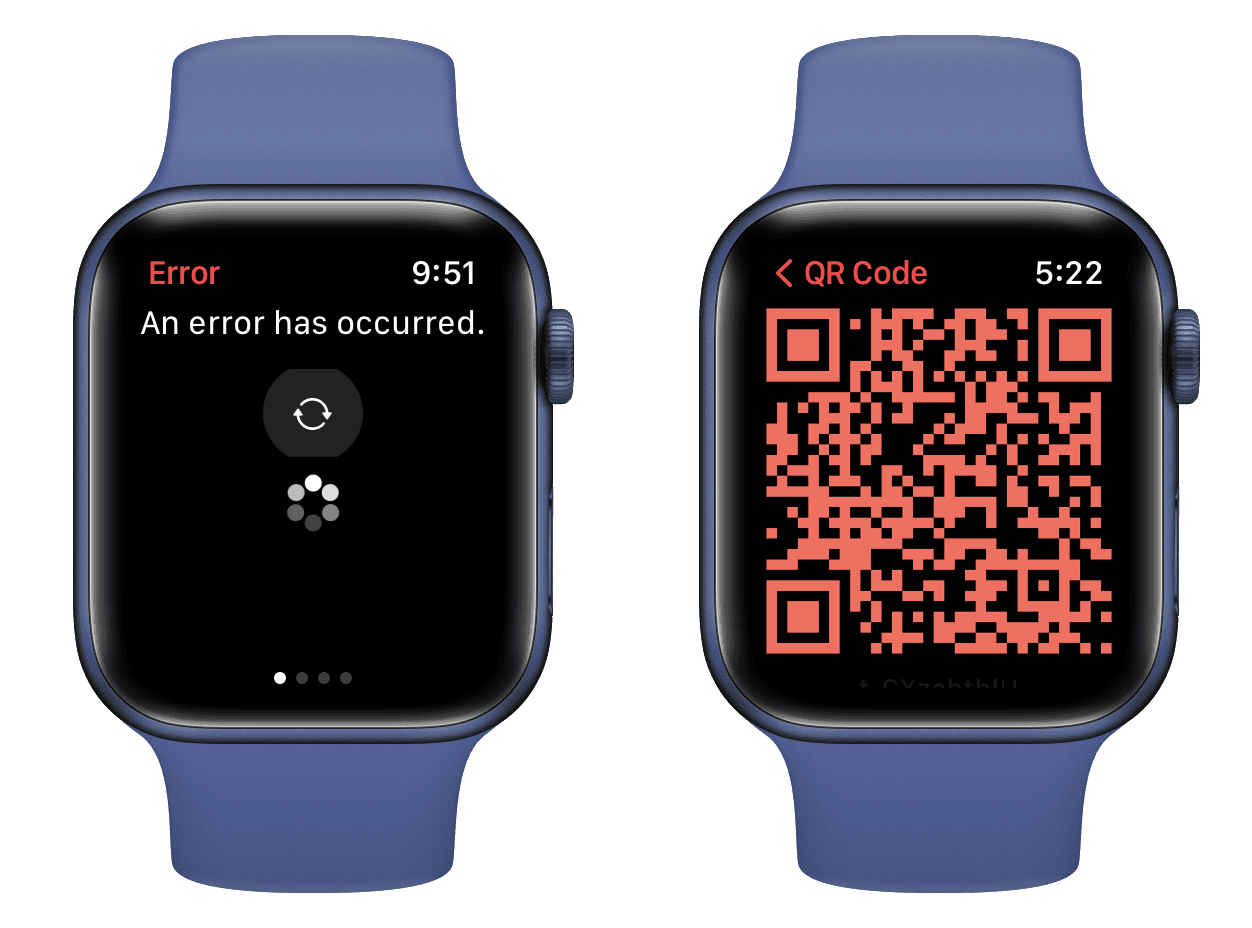 An error has occurred in WatchTube on Apple Watch