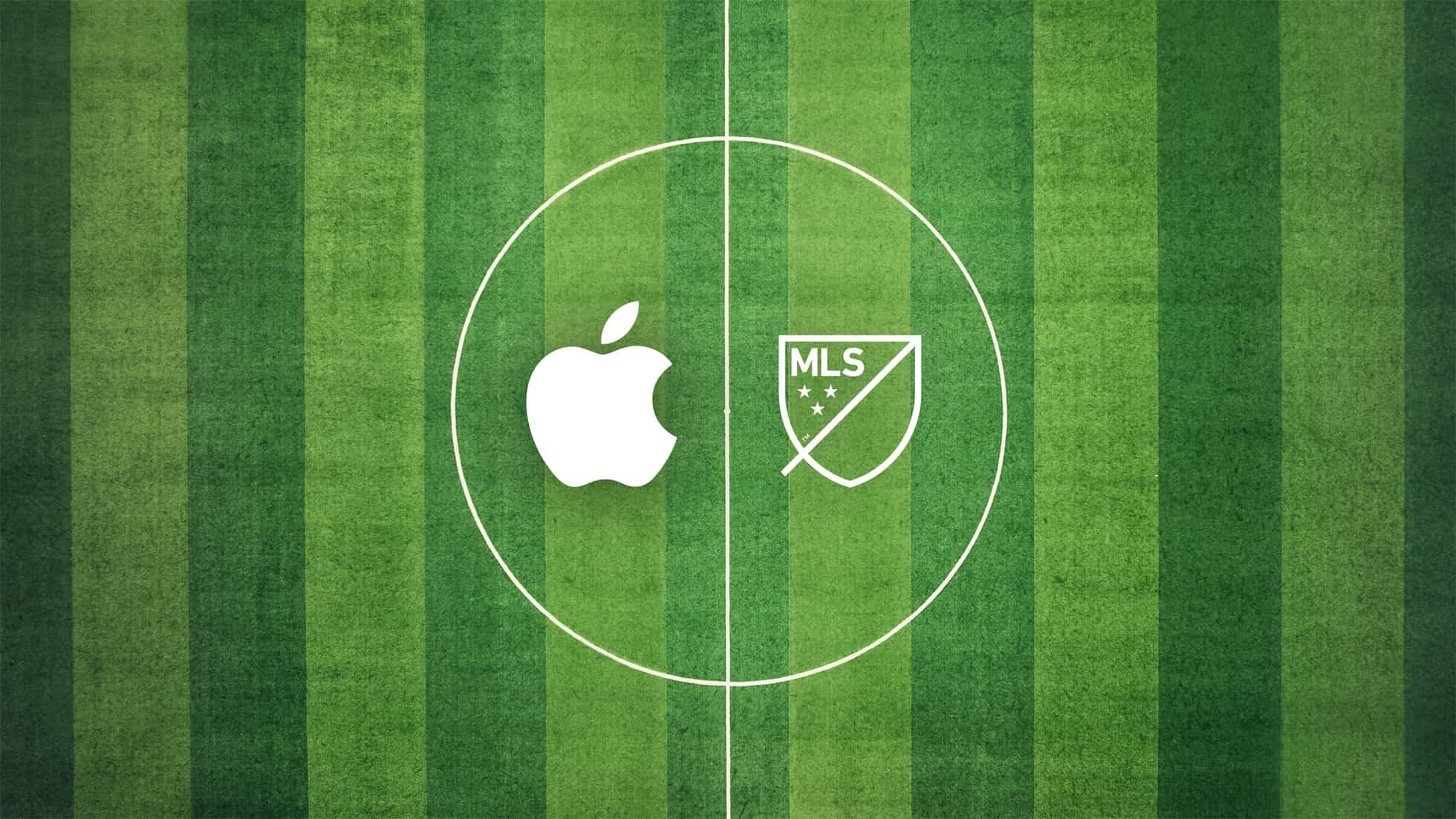 This marketing image from Apple illustrates an exclusive ten-year content streaming partnership between Apple and Major League Soccer, which starts in 2023