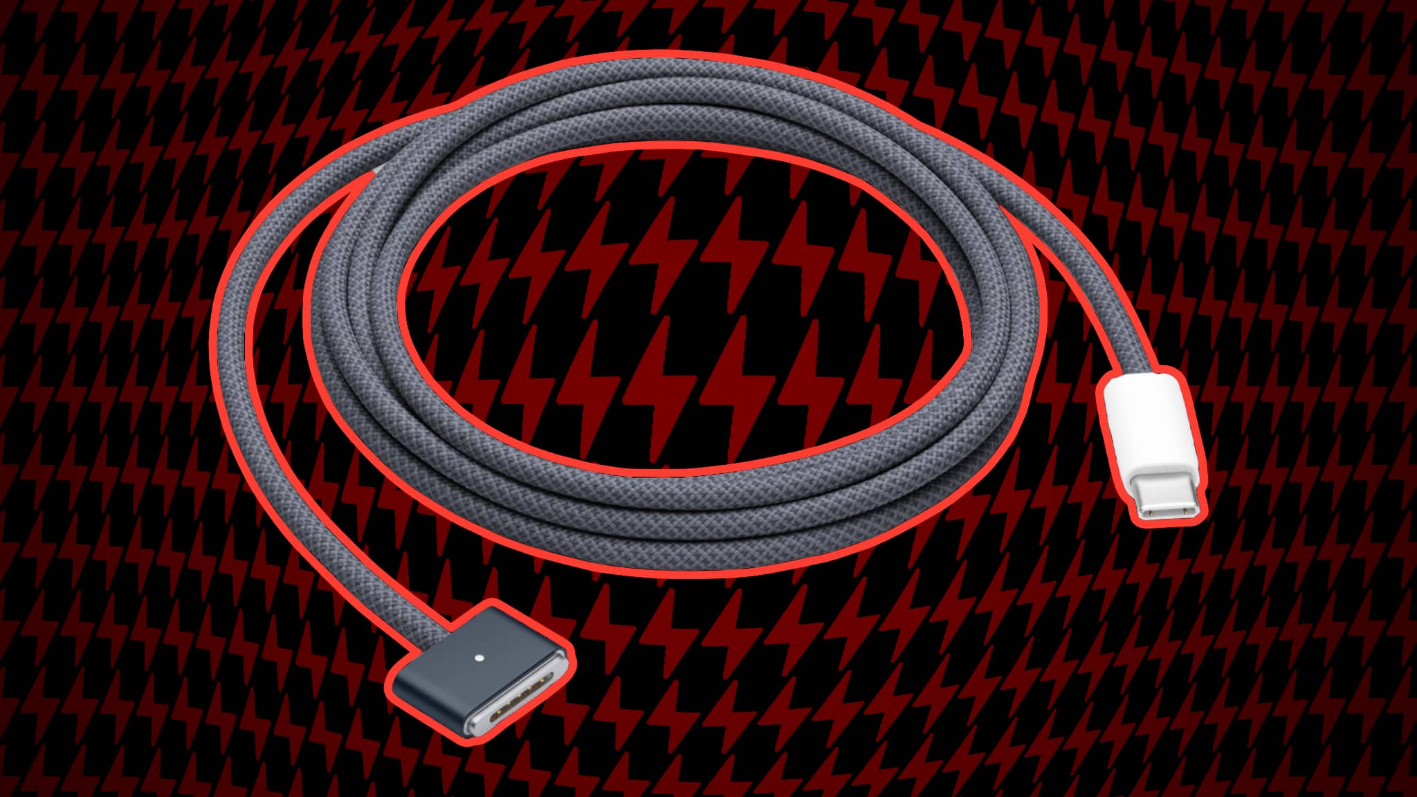A woven design of Apple's USB-C to MagSafe 3 cable ensures long-lasting durability