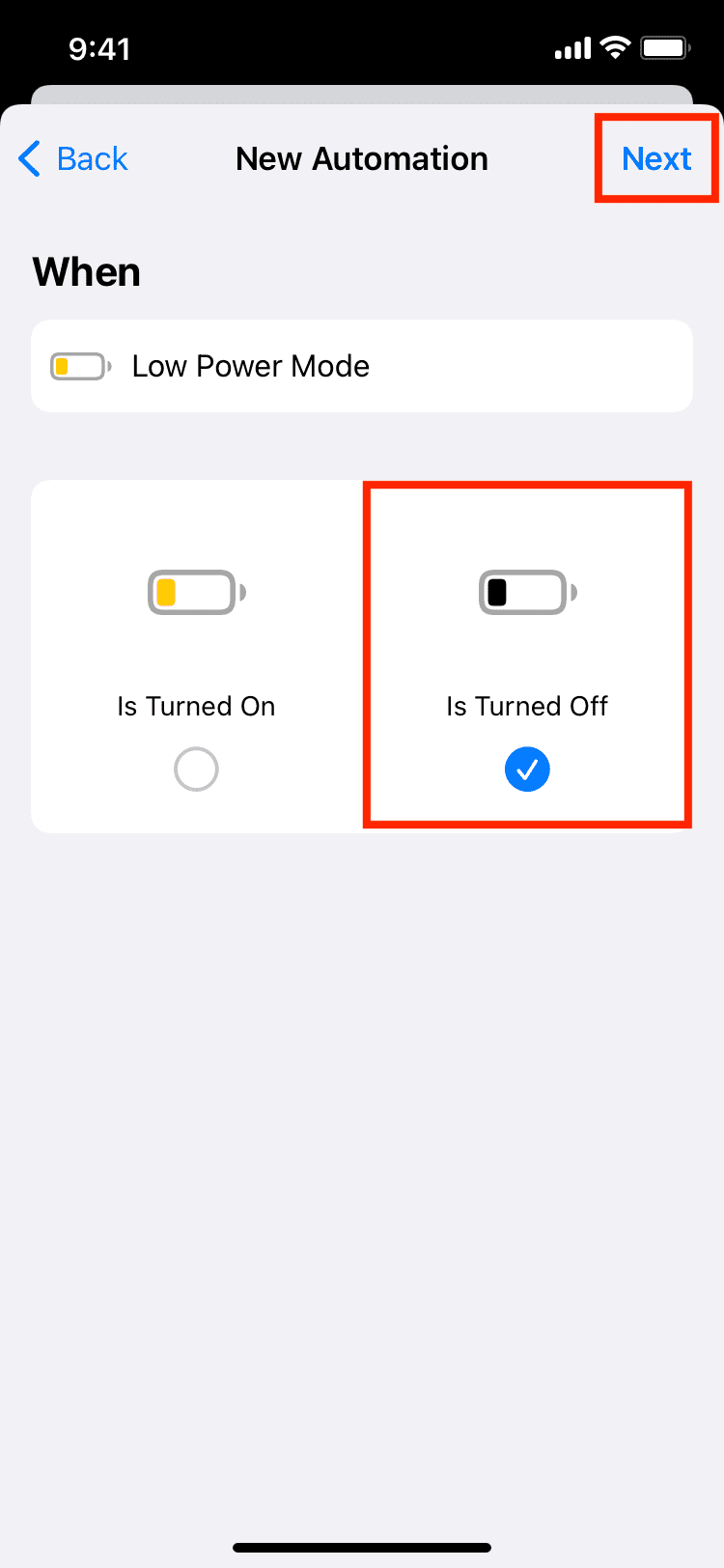 Choose Low Power Mode is turned off