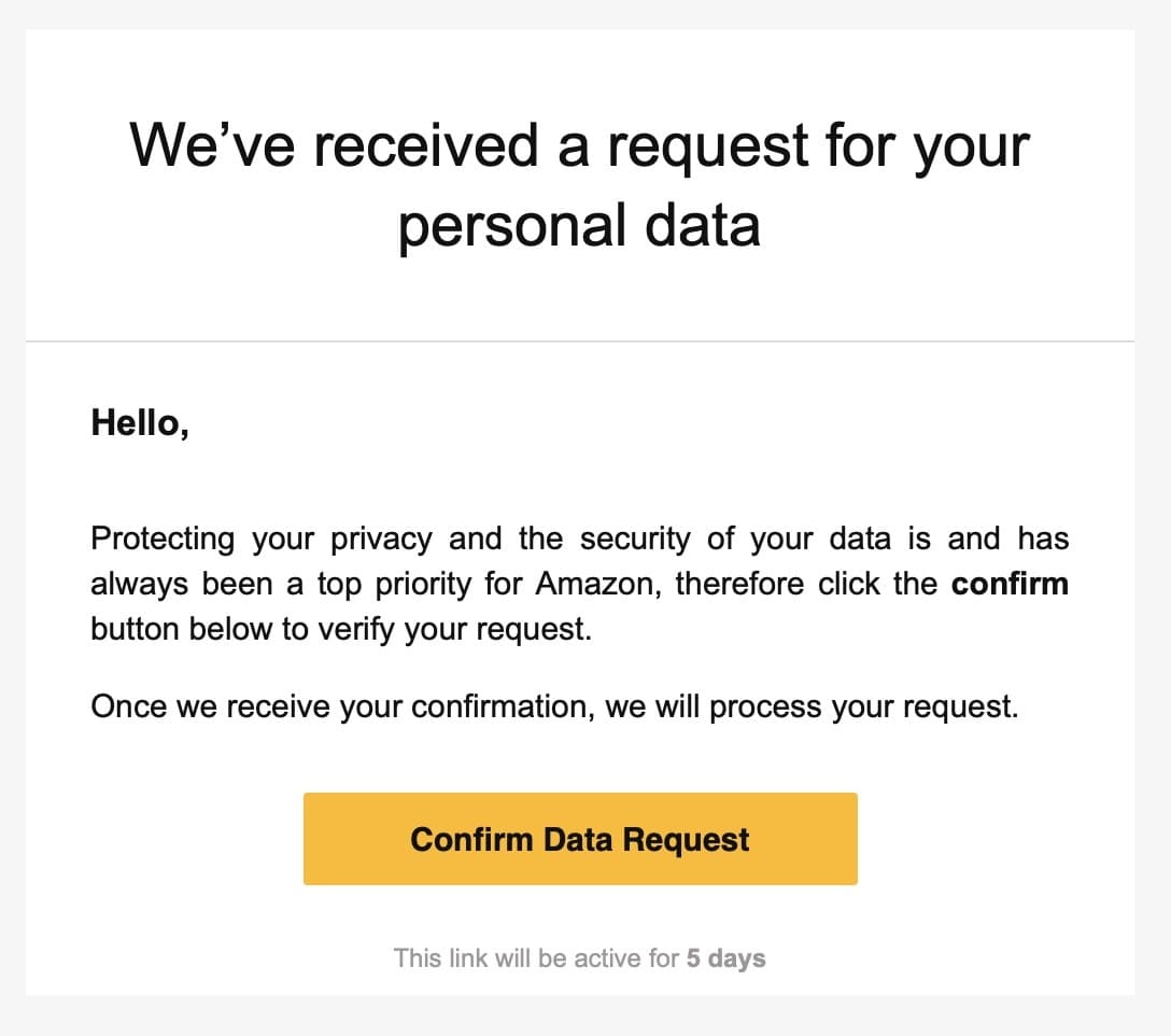 Confirm Data Request from Amazon