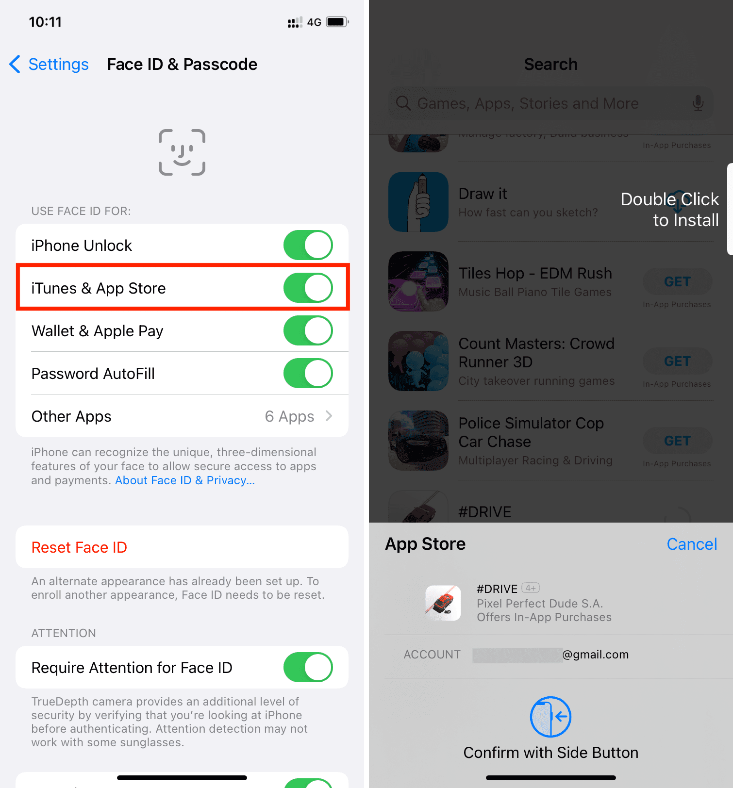 Fare doppio clic per installare l'avviso nell'App Store di iPhone