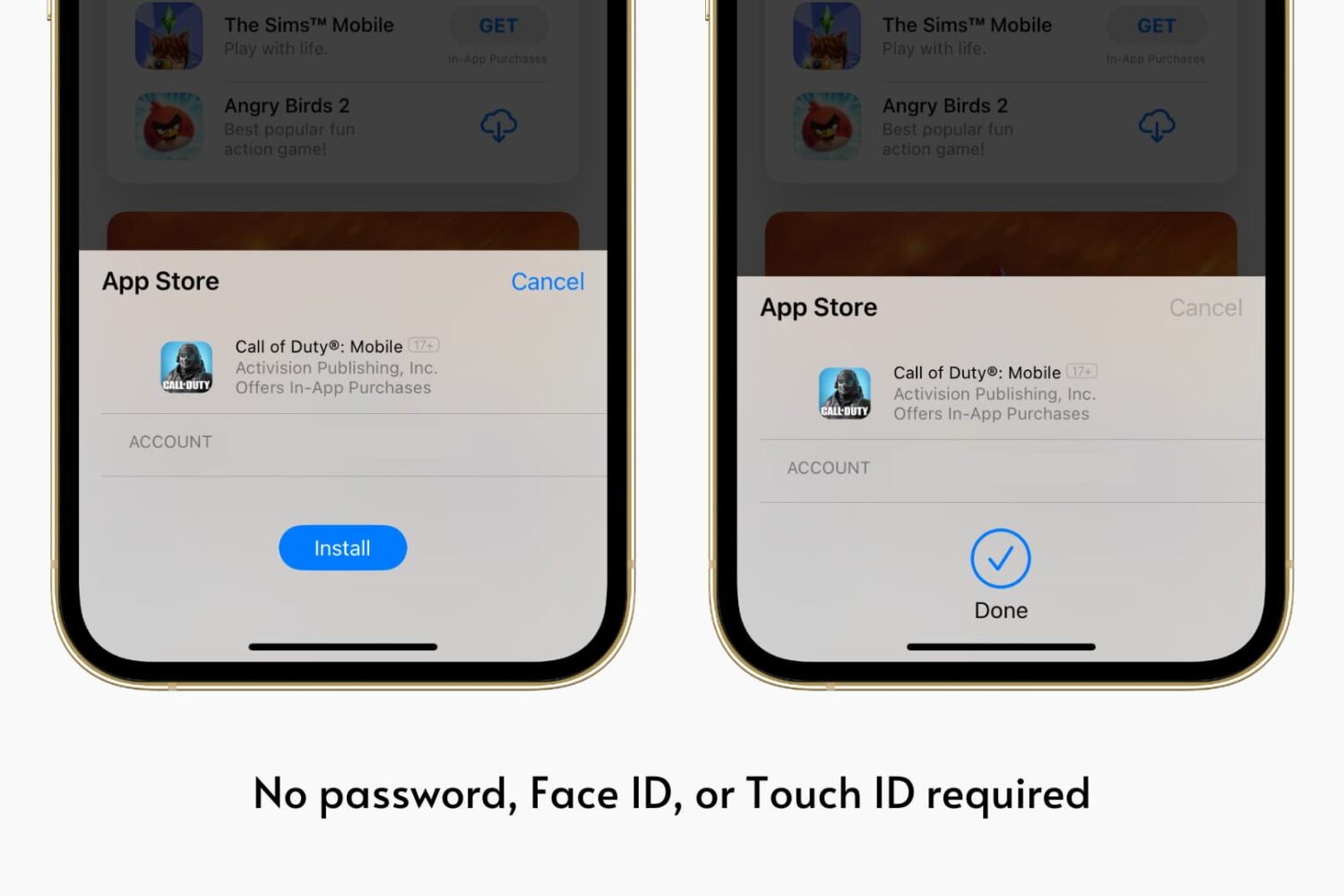 Download iPhone apps without Face ID or password