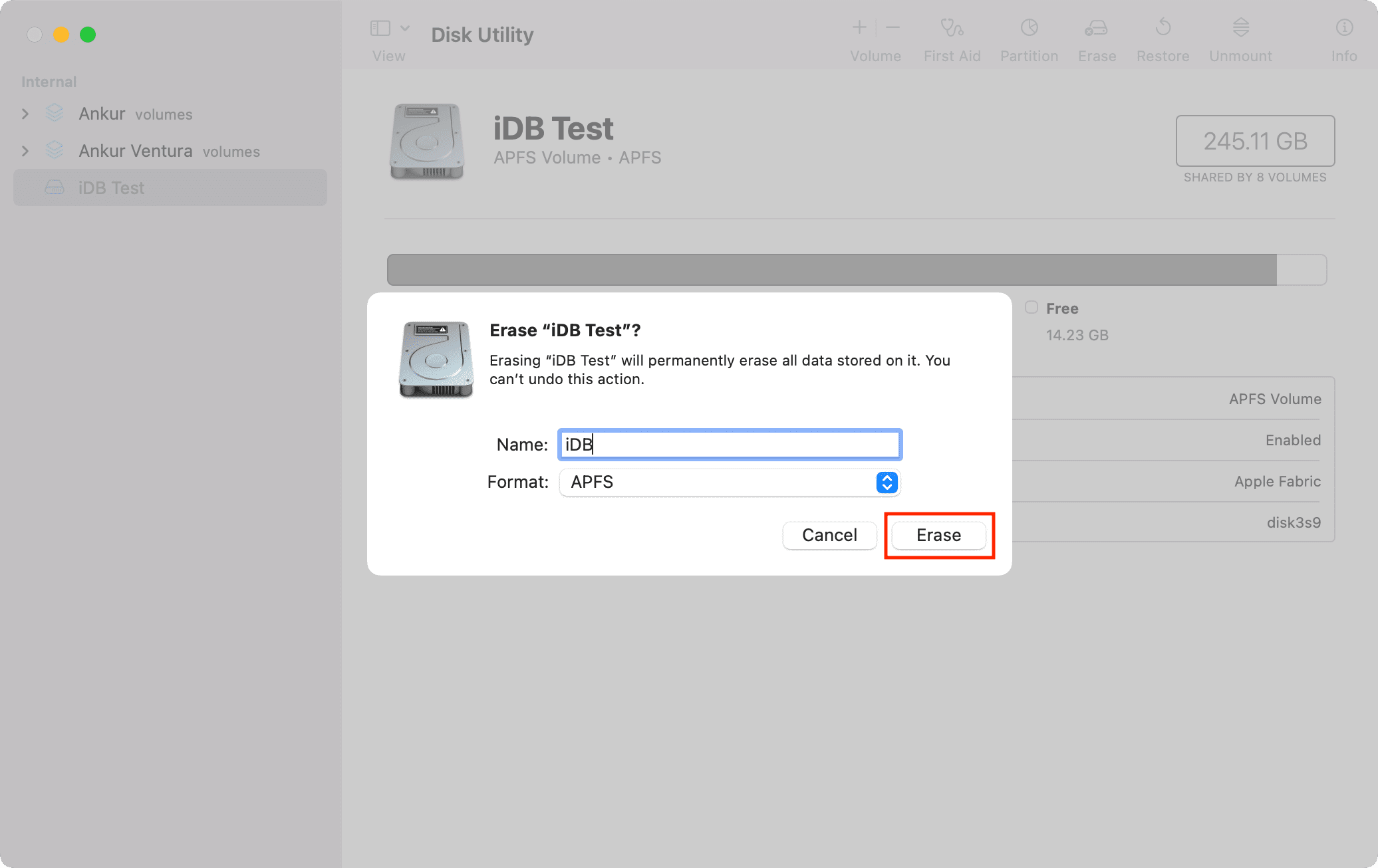 Erase a volume in Disk Utility on Mac