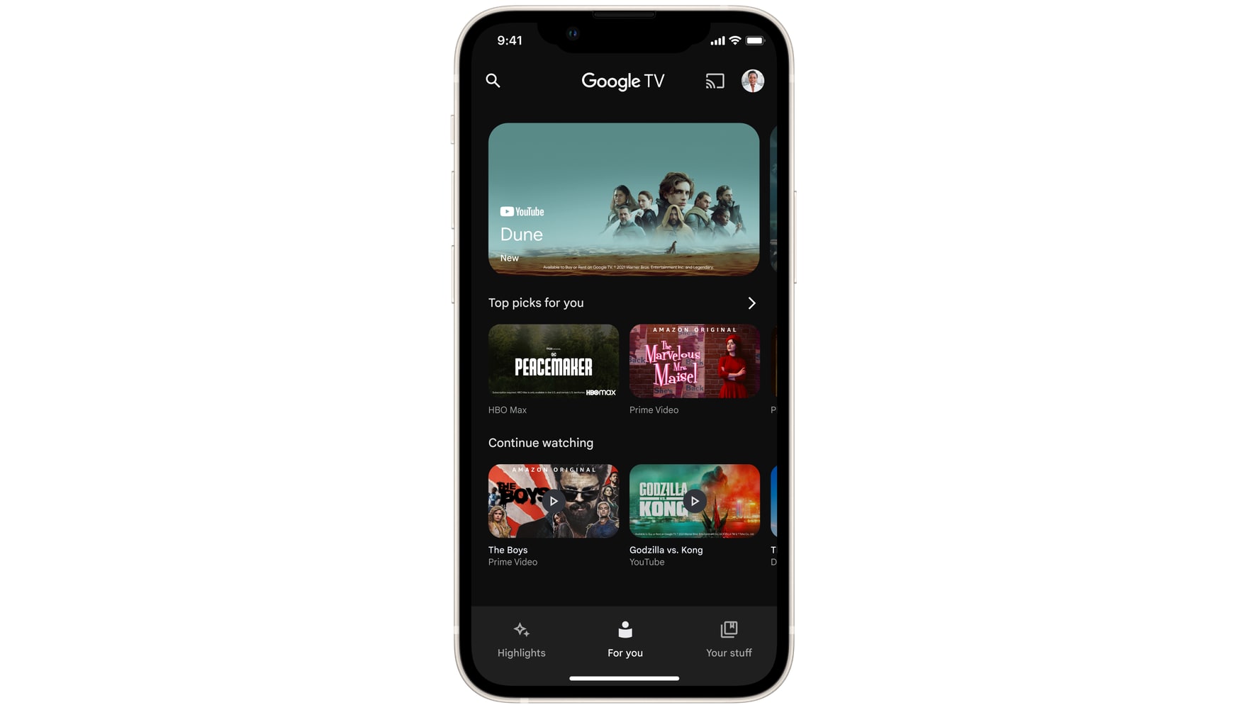 In this featured image, the Google TV app is shown running on an iPhone. It replaces the previous "Google TV Shows and Movies" app