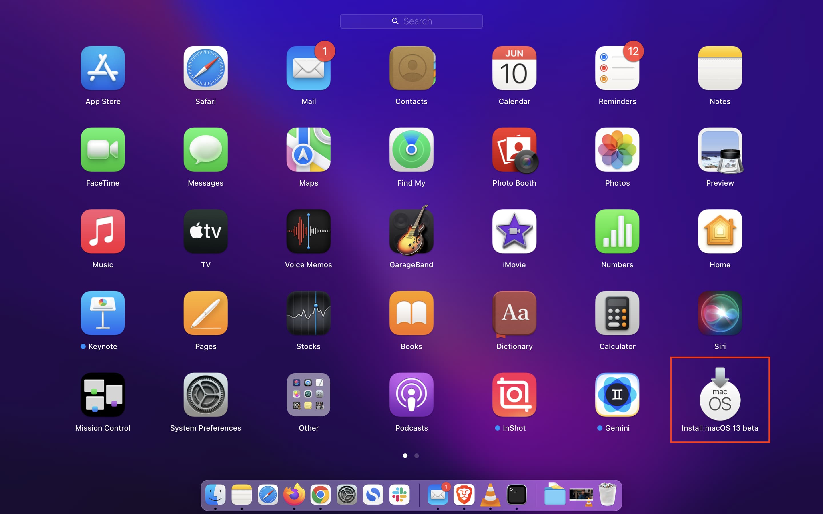 Install macOS 13 beta icon in Mac Launchpad