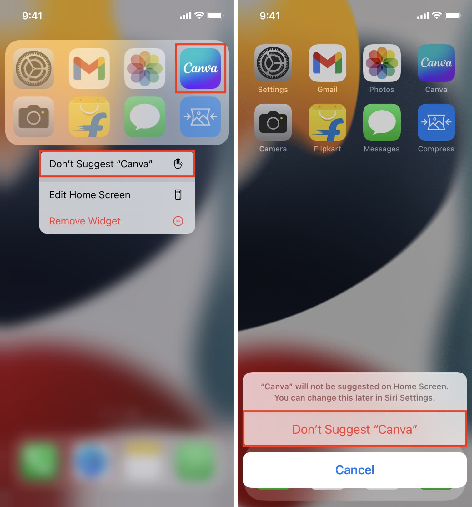 Remove a suggested app from iPhone Home Screen