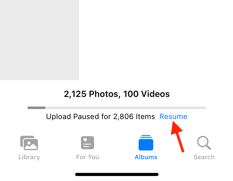Resume iCloud Photos updates on iPhone