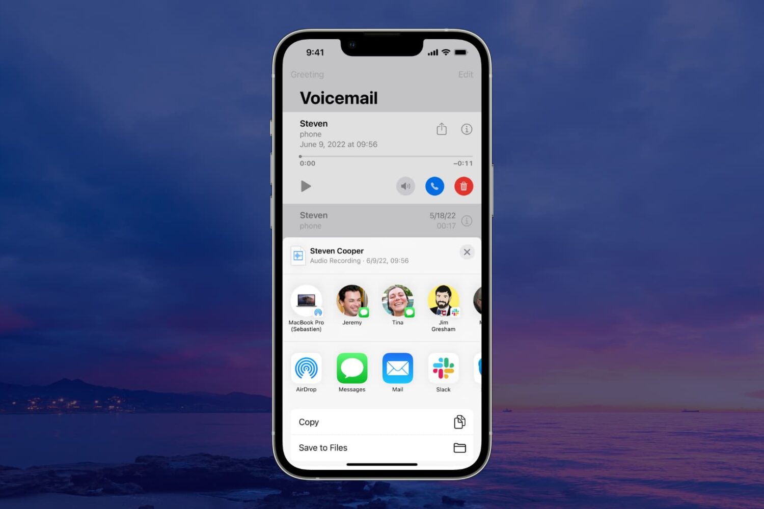Save or share Voicemail on iPhone