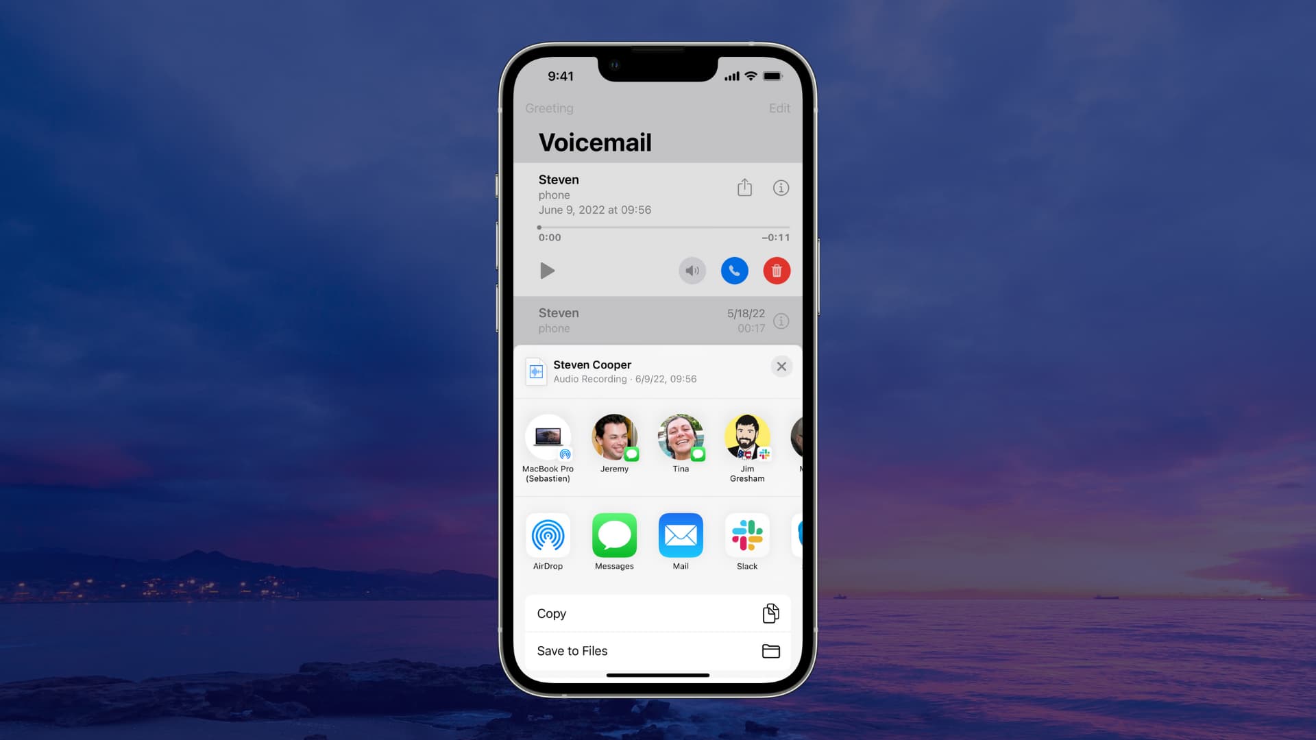 Save or share Voicemail on iPhone