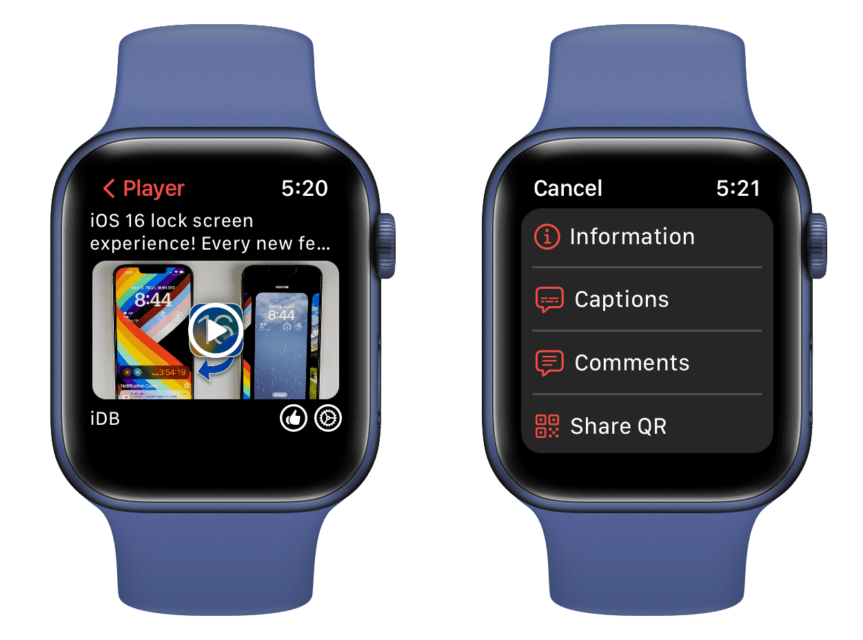 See YouTube video information, captions, and comments on Apple Watch
