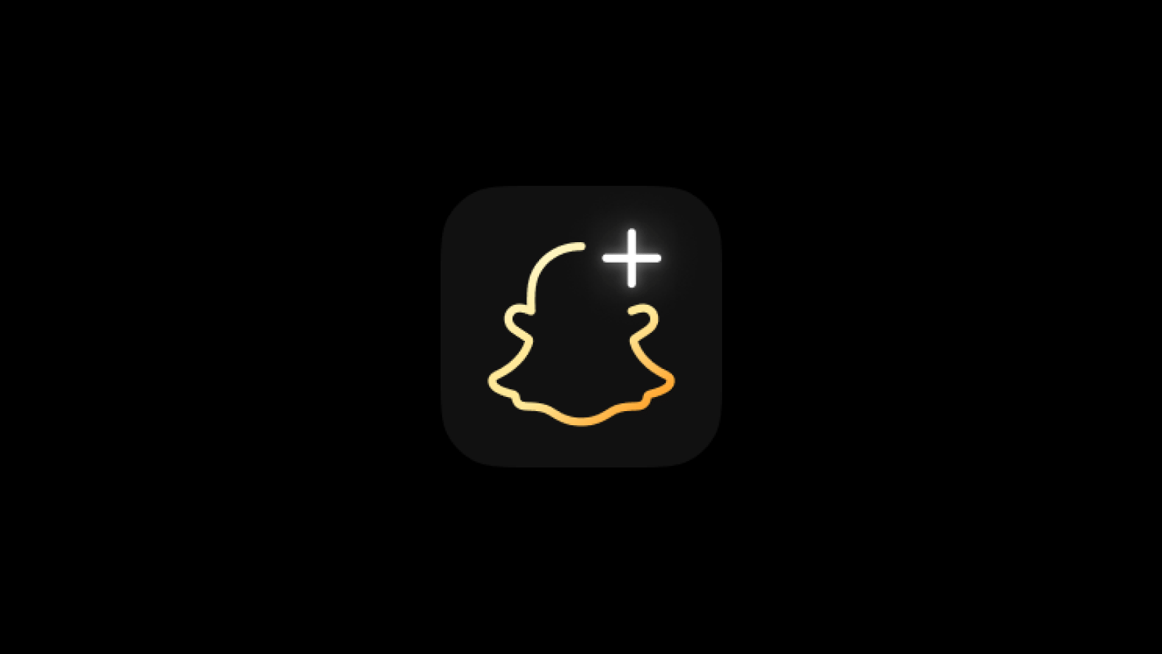 A Snapchat Plus logo outline, set against a solid black background 