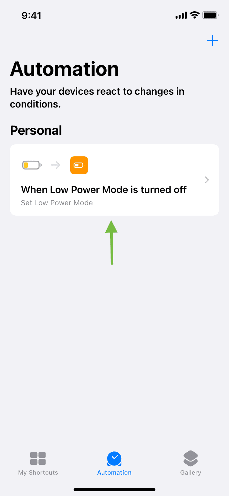 When Low Power Mode is turned off automation on iPhone