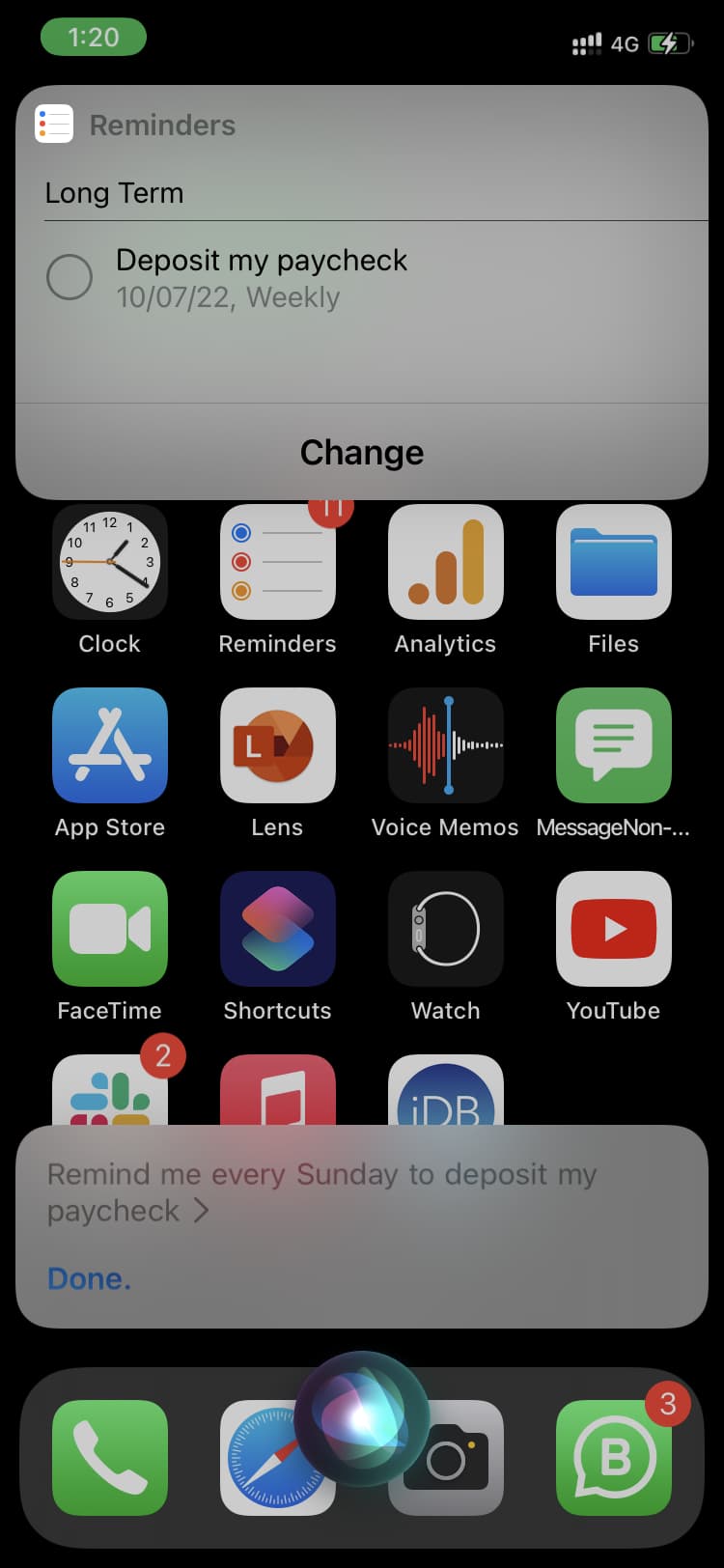 Ask Siri to add repeating reminder