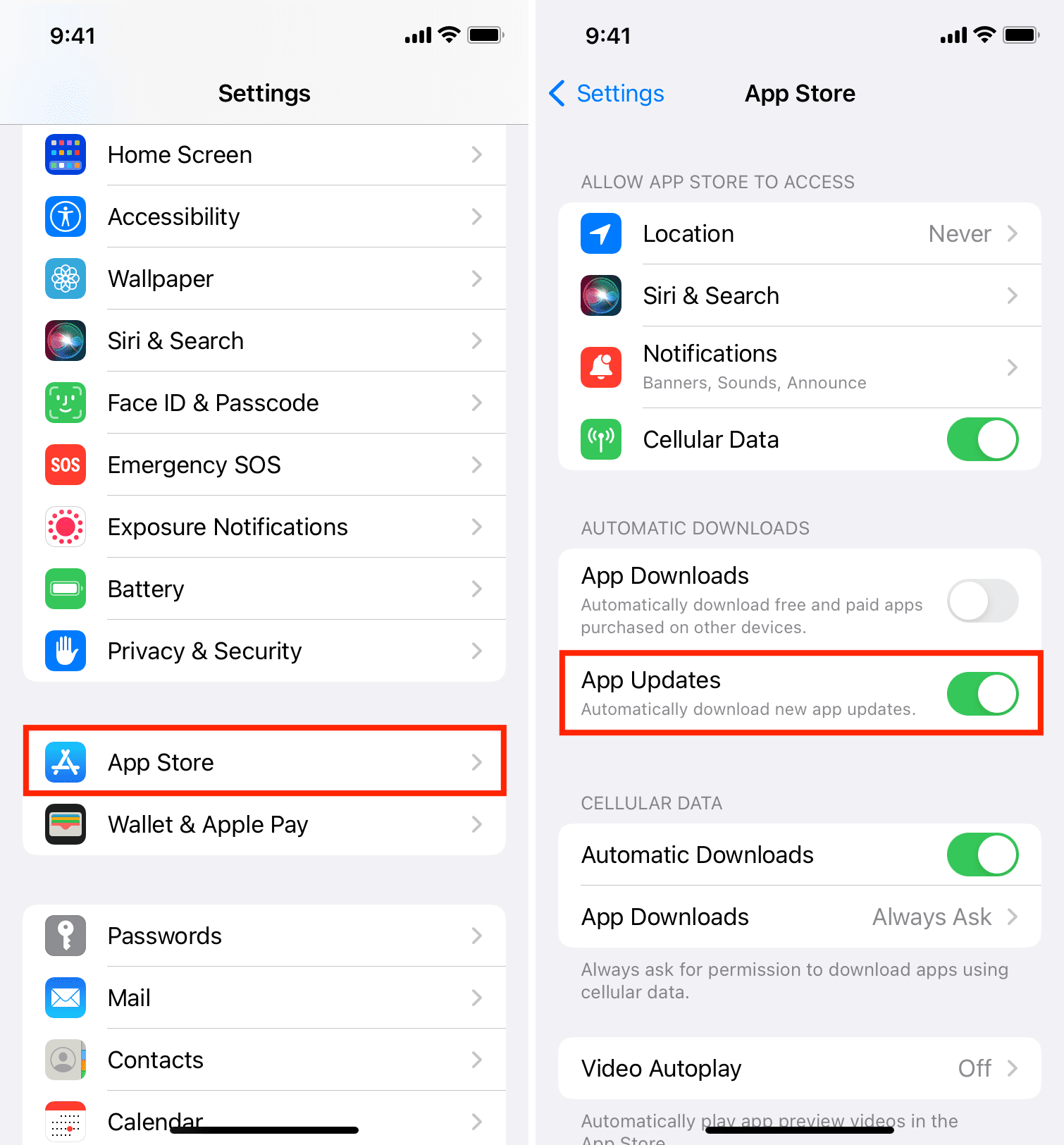 Automatically download new app updates iPhone