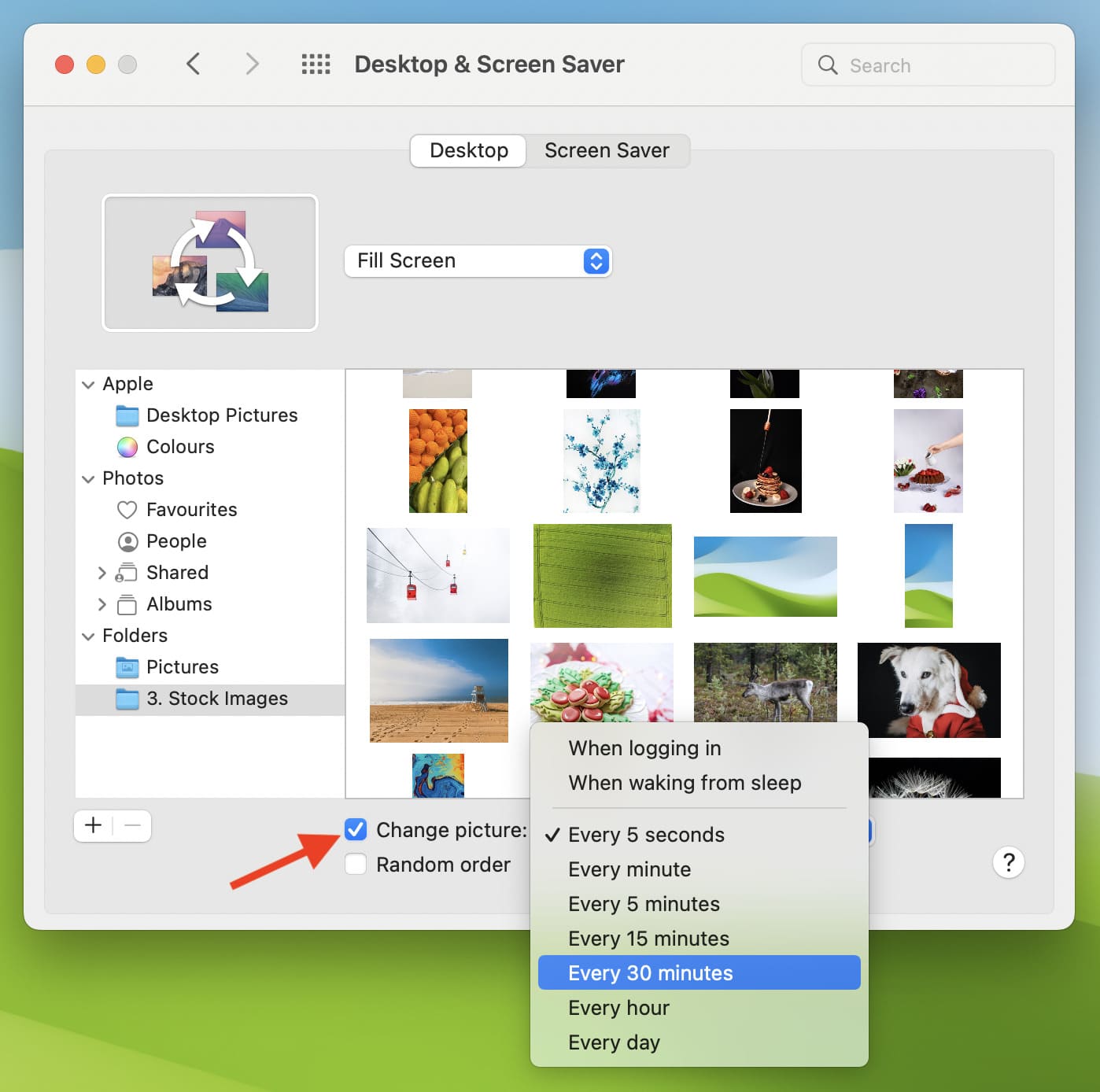 Cambia lo sfondo automaticamente su Mac usando le Preferenze di Sistema