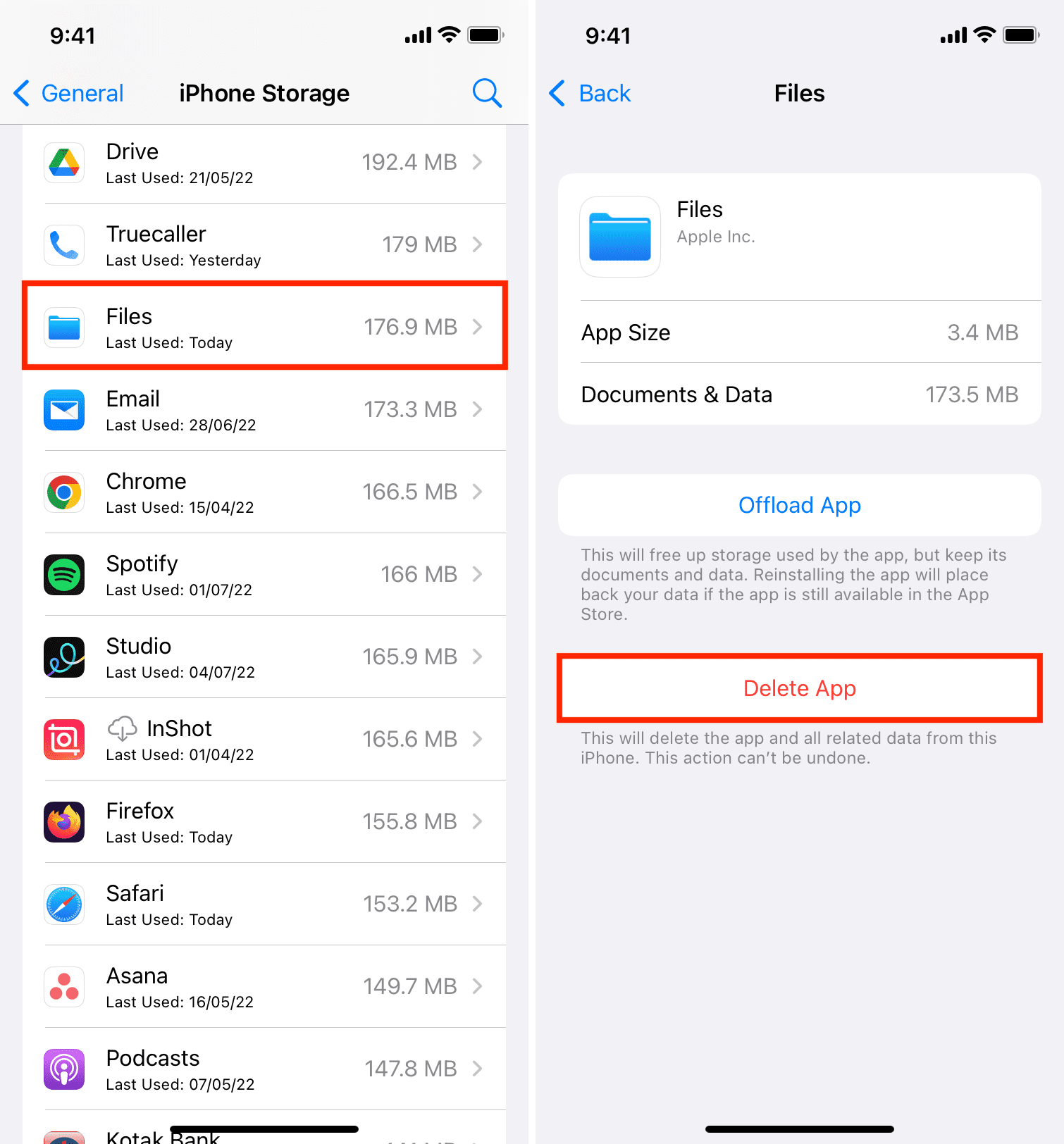 Delete Files app from iPhone