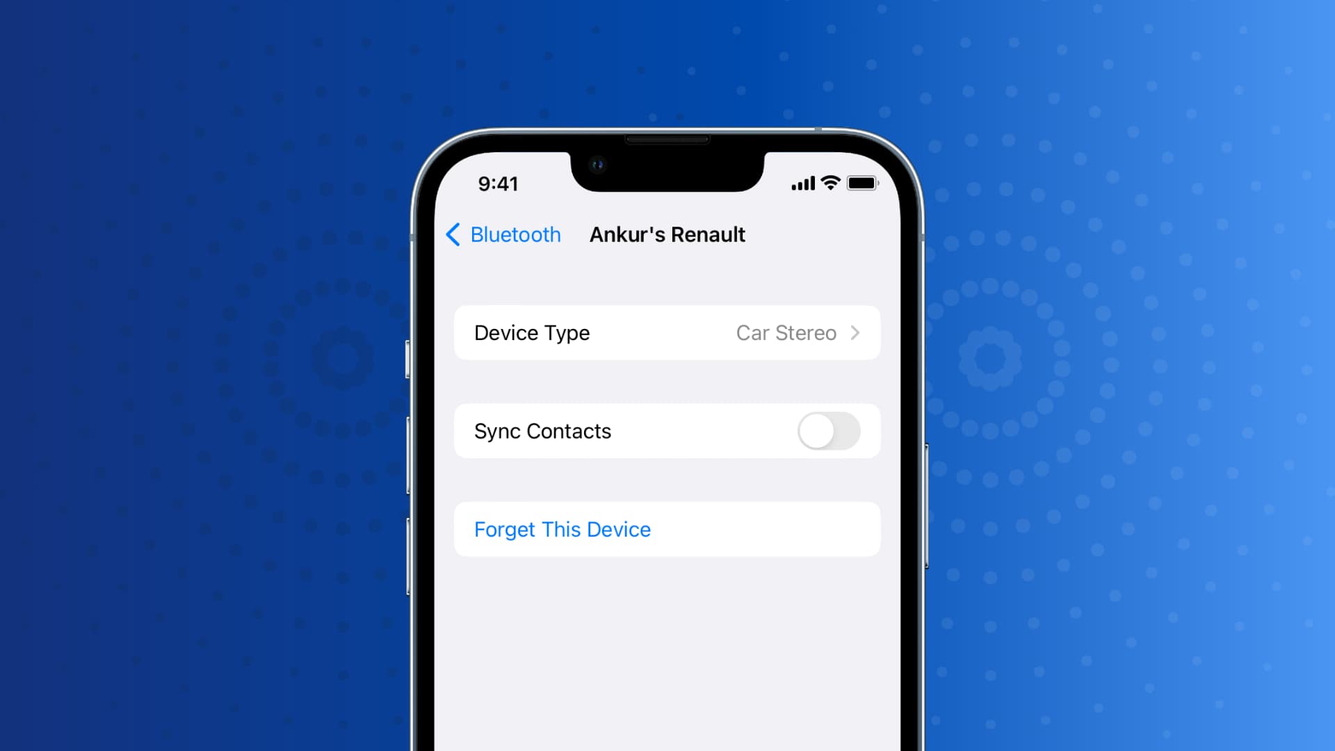 Delete paired Bluetooth device from iPhone