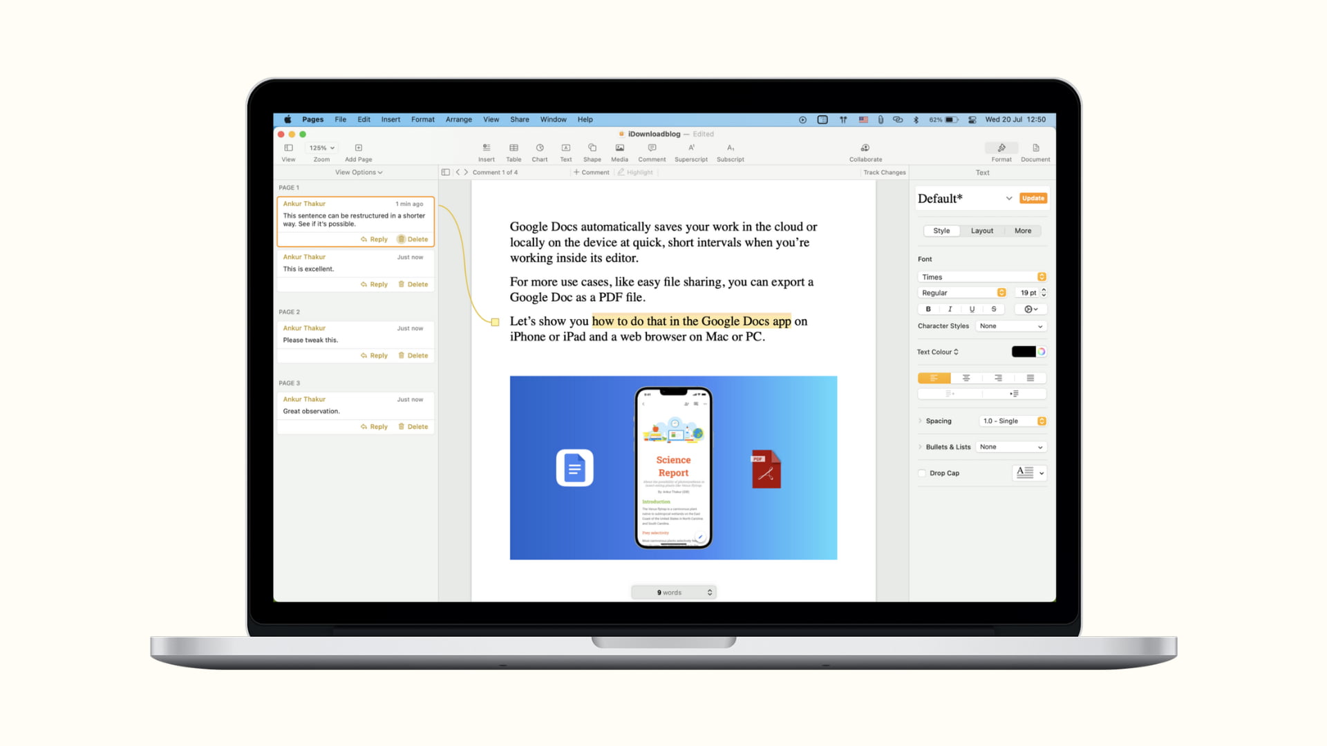 Add highlight and comments in the Pages app on Mac, iPhone, and iPad