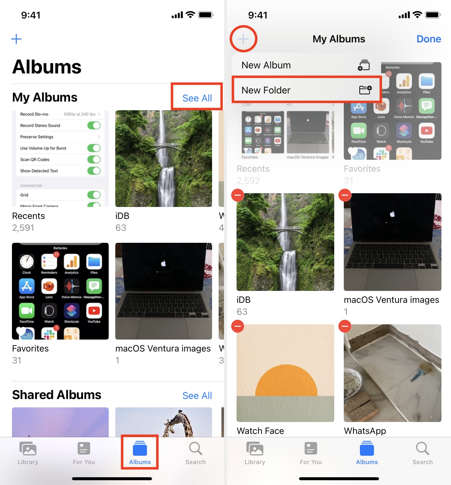 New Folder in iPhone Photos app