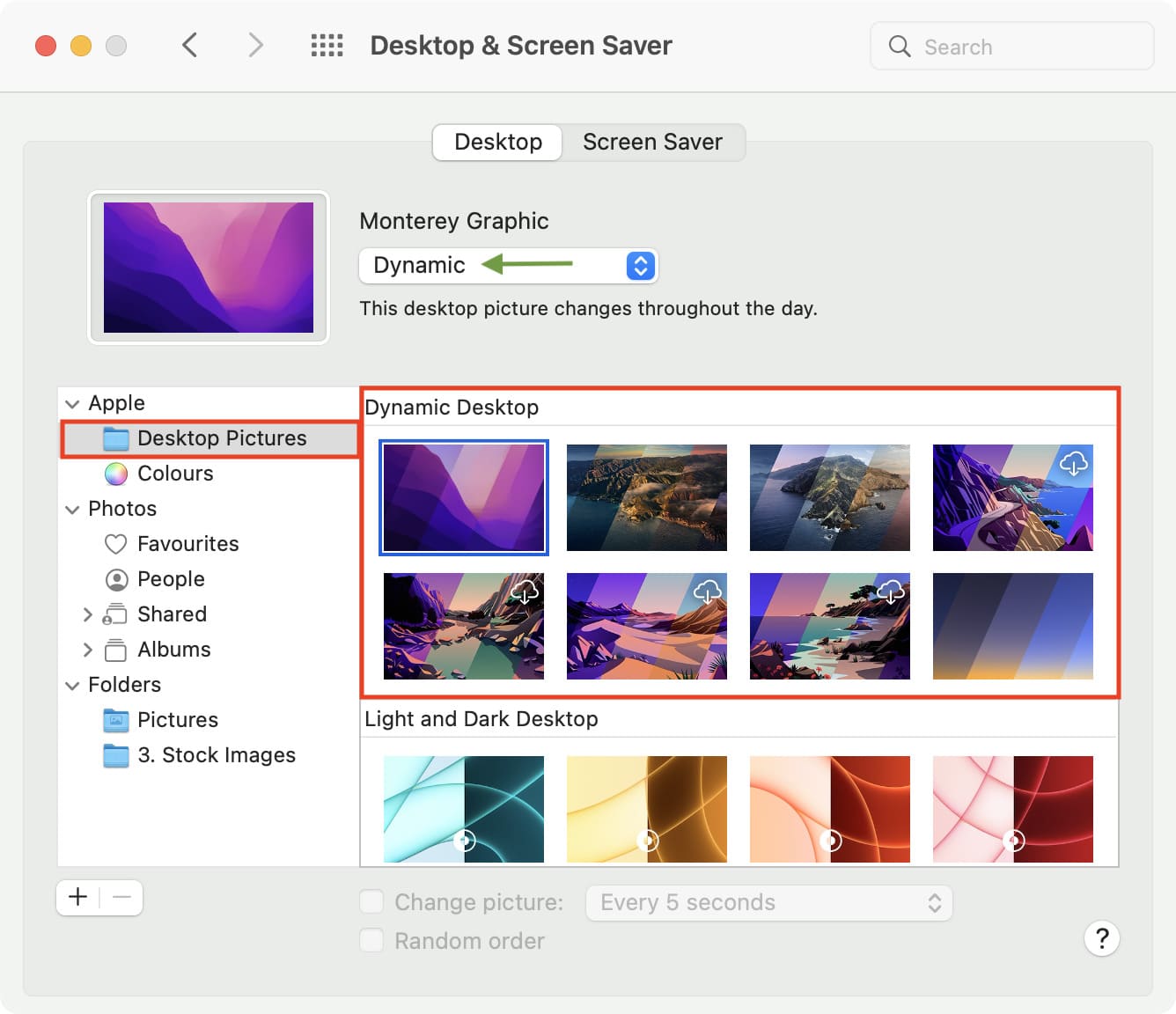 Set Dynamic wallpaper on Mac from System Preferences